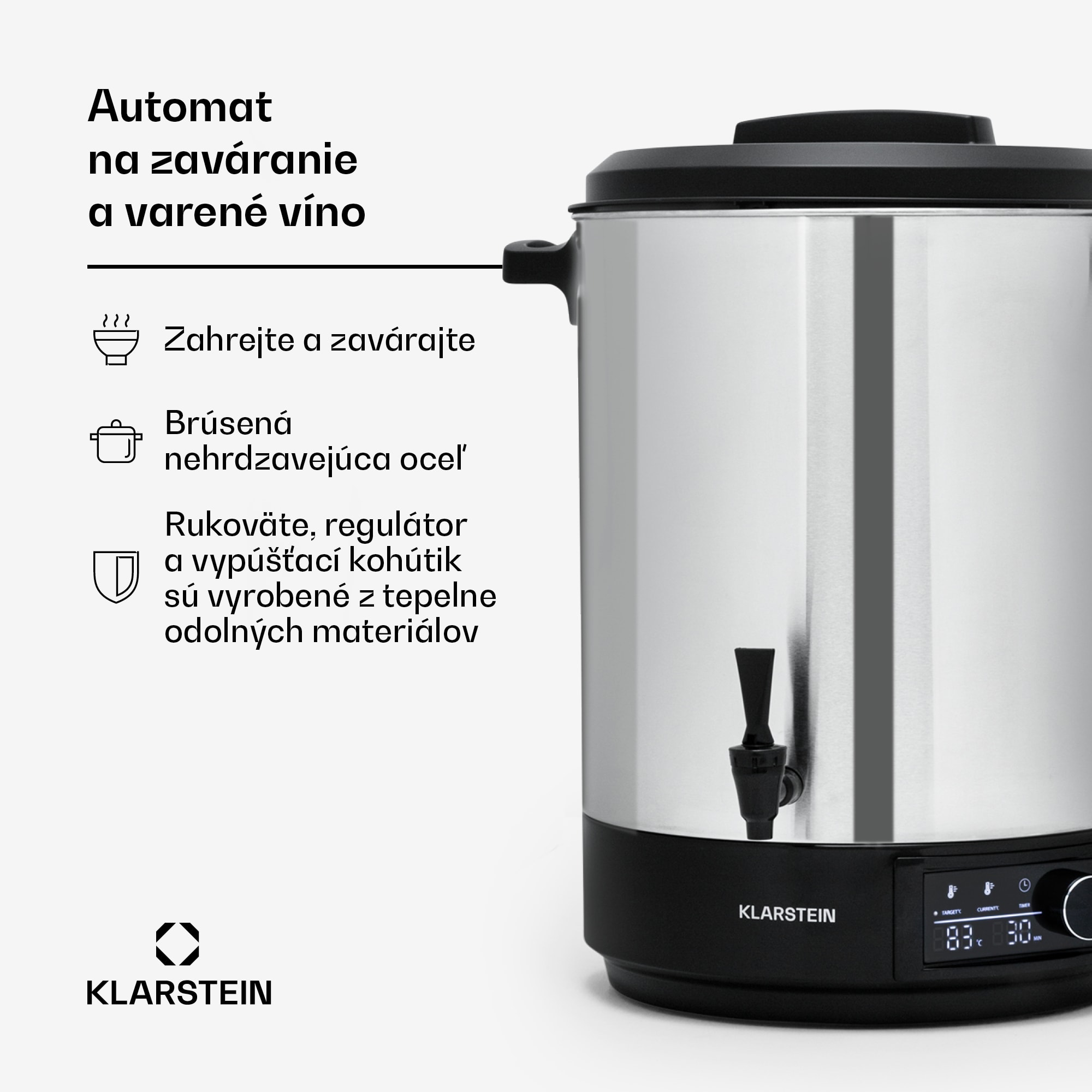 Klarstein Abbey 40 automat na zaváranie, nápojový dávkovač 40L 100°C 180min nerezová oceľ – Obrázok 2