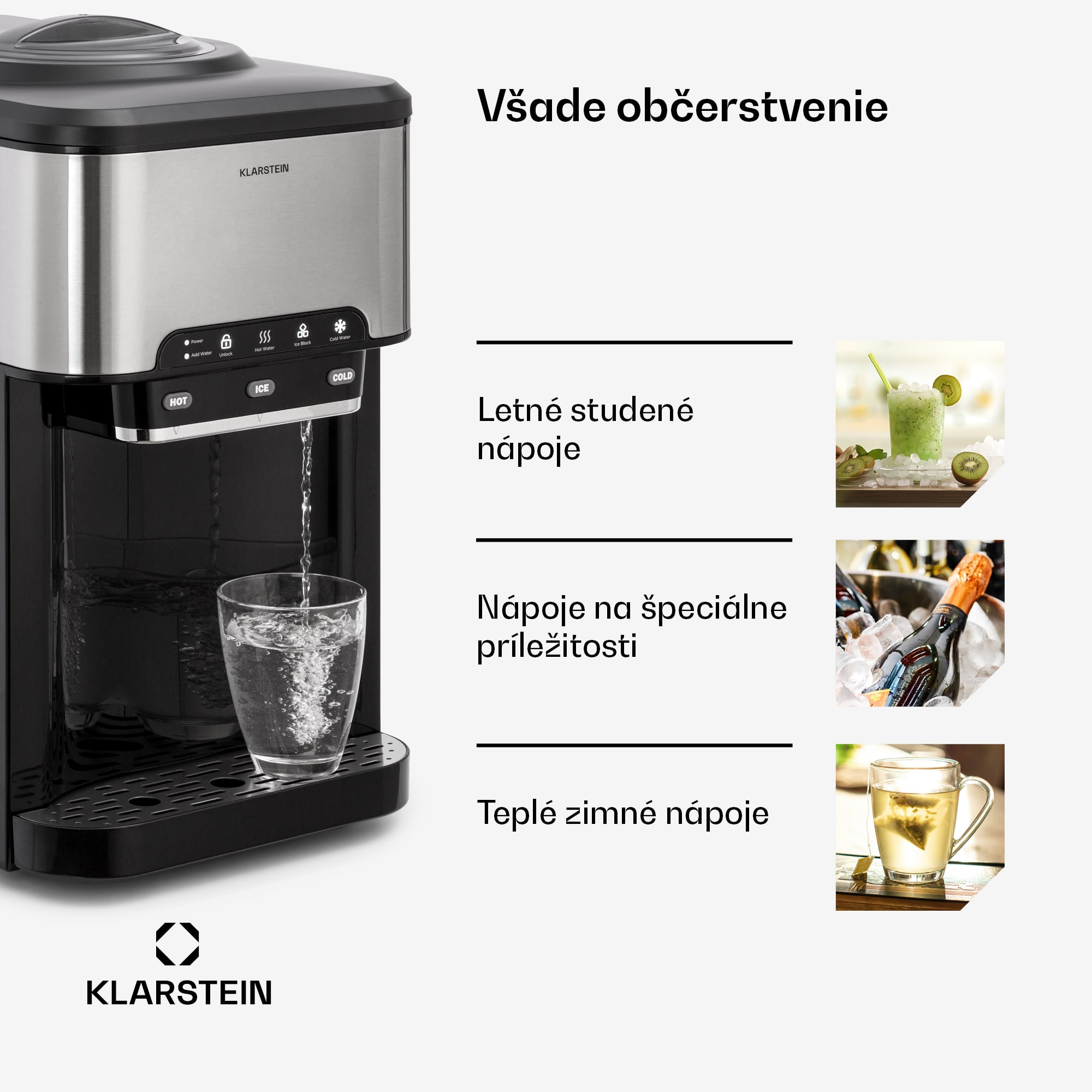 Klarstein Aqueous, výrobník ľadu 3 v 1, kocky ľadu, 20 kg/24h, dávkovač vody: horúca a studená – Obrázok 4