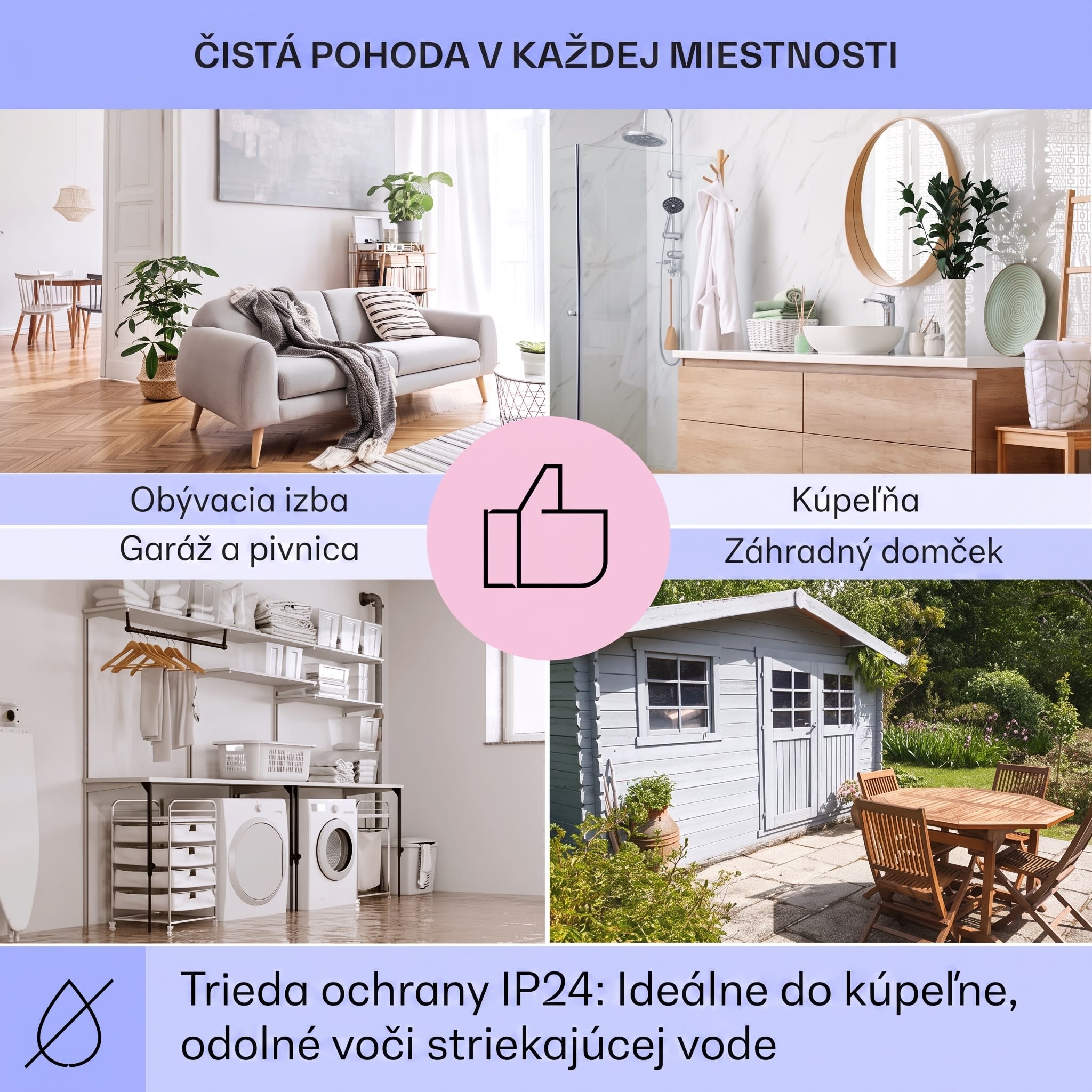 Klarstein Taal Smart, hybridný infračervený ohrievač, 105 x 56 cm, 750 W, týždenný časovač, IP24 – Obrázok 4