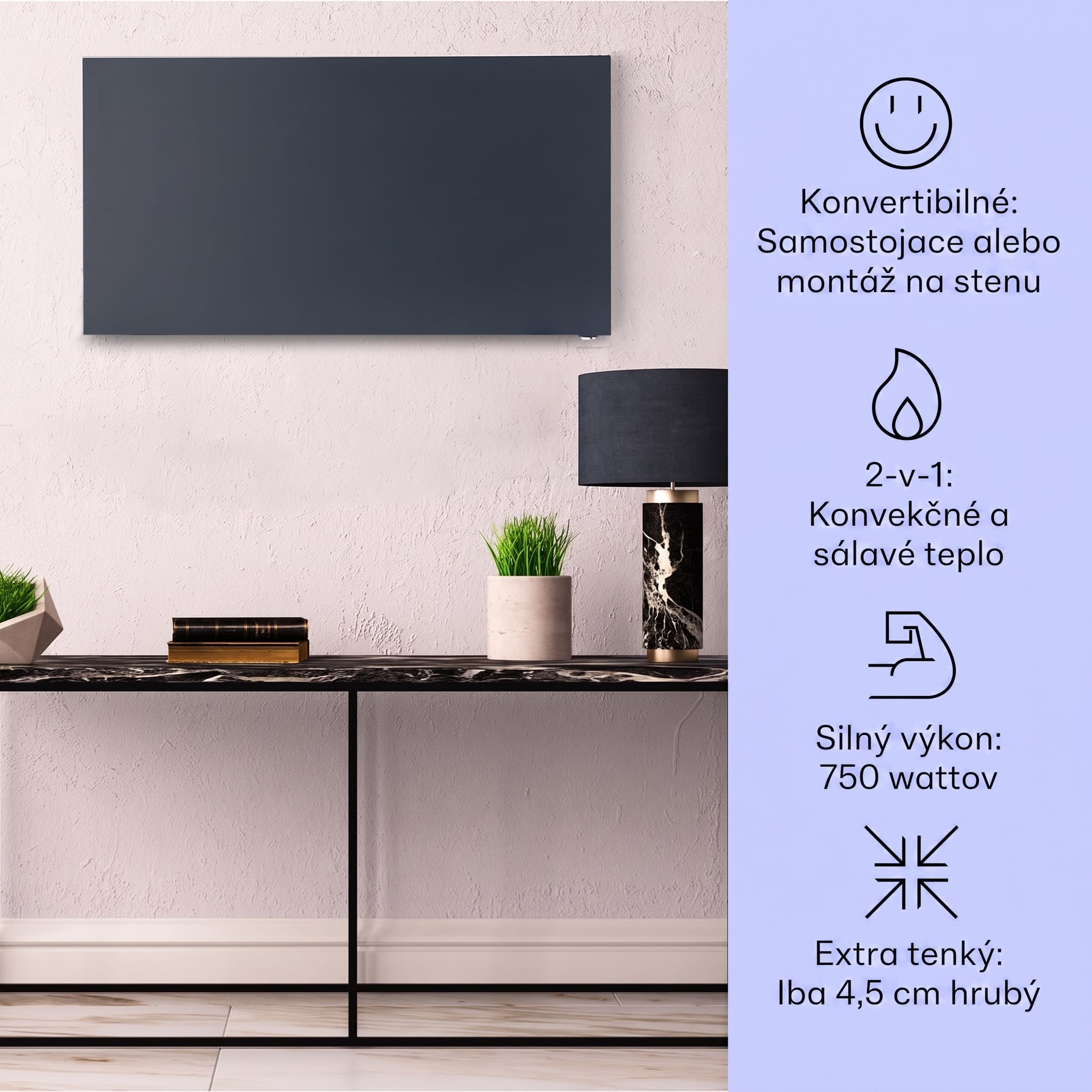 Klarstein Taal Smart, hybridný infračervený ohrievač, 105 x 56 cm, 750 W, týždenný časovač, IP24