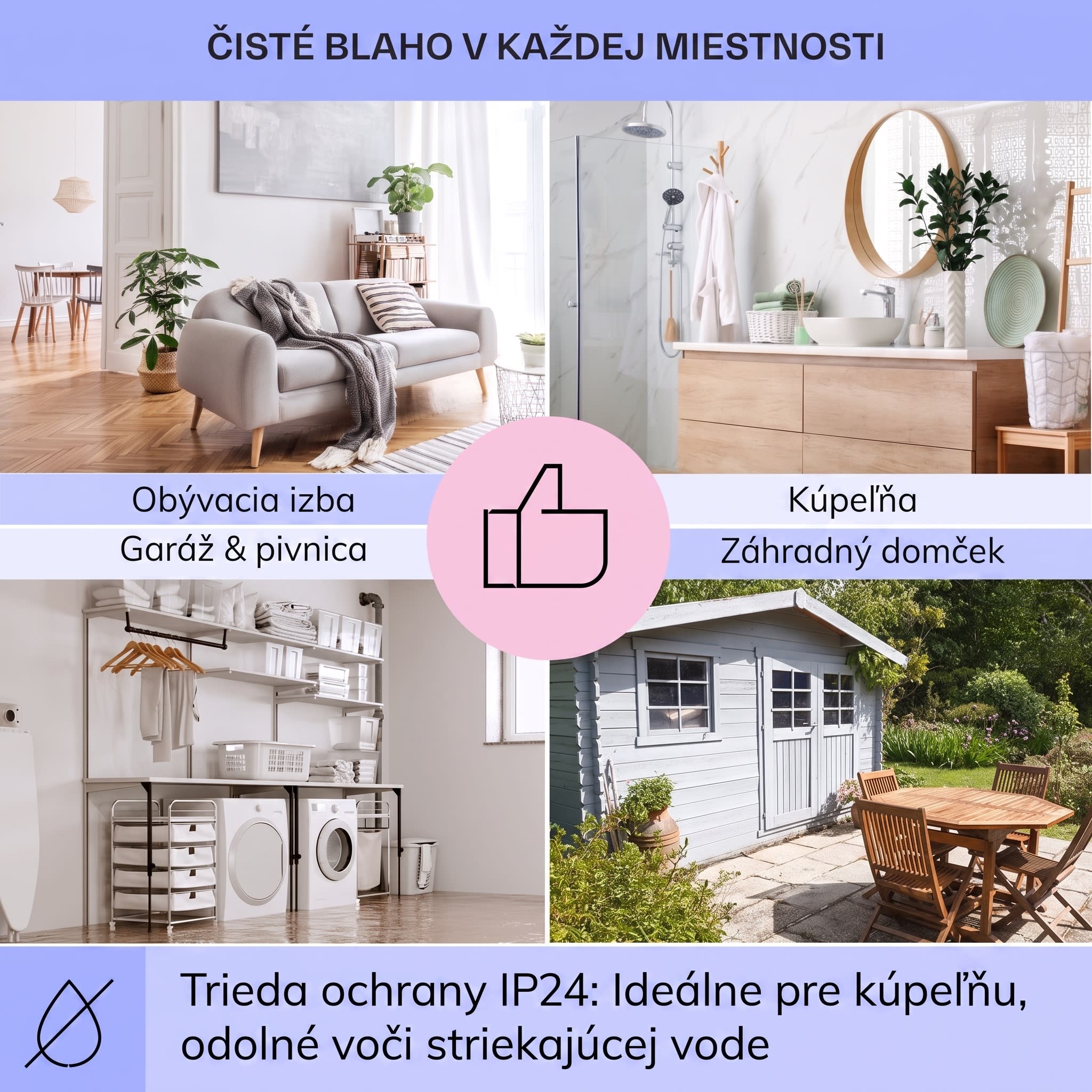 Klarstein Taal Smart, hybridný infračervený ohrievač, 105 x 56 cm, 750 W, týždenný časovač, IP24 – Obrázok 4