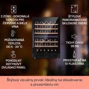 Klarstein Vinovilla 50 Duo dvojzónová vinotéka 53 l 17 fliaš 3-farebné sklenené dvere