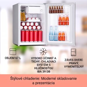 Klarstein Fargo 67 chladnička minibar 67 litrov / 4 litre mraznička kompaktná
