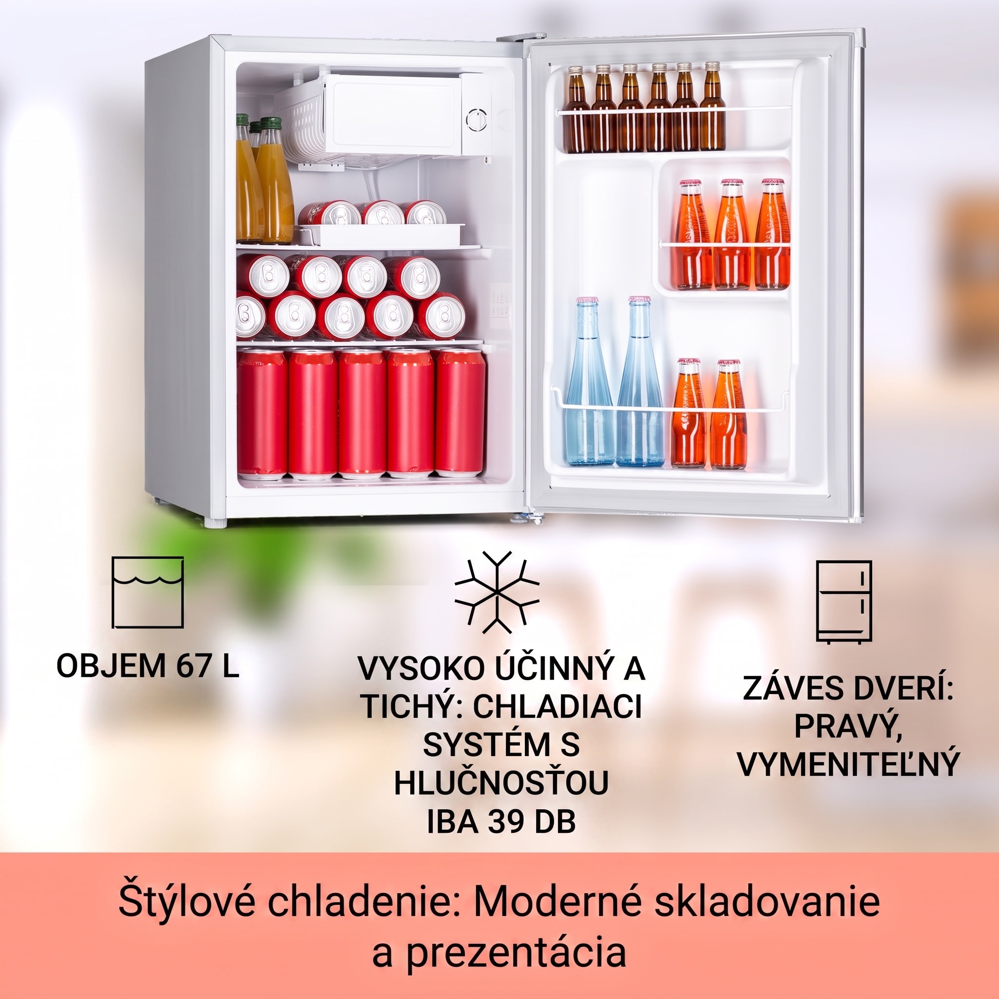 Klarstein Fargo 67 chladnička minibar 67 litrov / 4 litre mraznička kompaktná