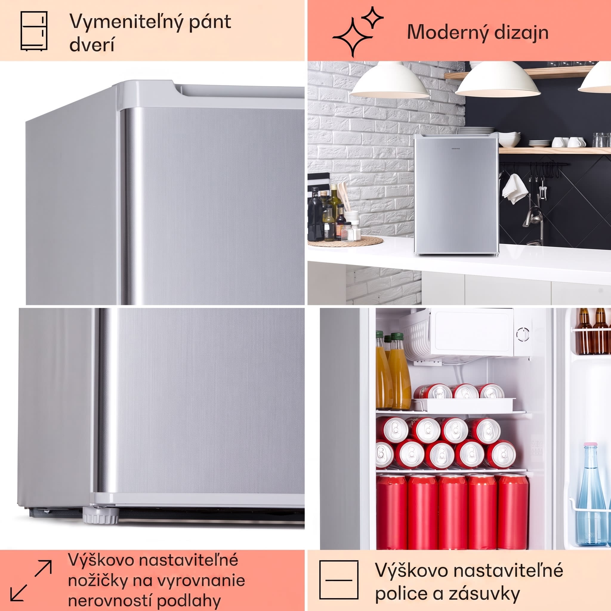 Klarstein Fargo 67 chladnička minibar 67 litrov / 4 litre mraznička kompaktná – Obrázok 4