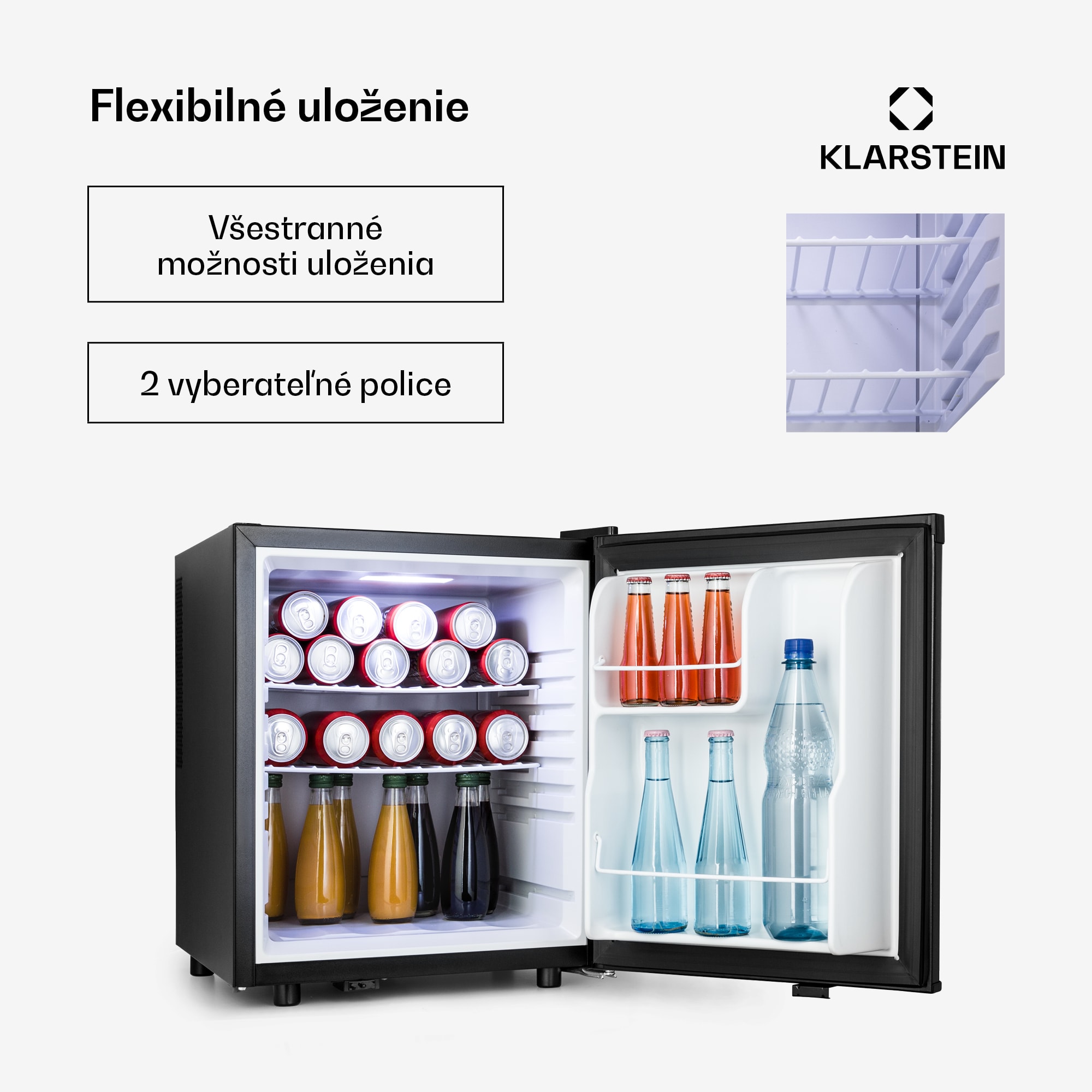 Klarstein Happy Hour 45 mini chladnička minibar nápojová chladnička 45 l 26 dB – Obrázok 4