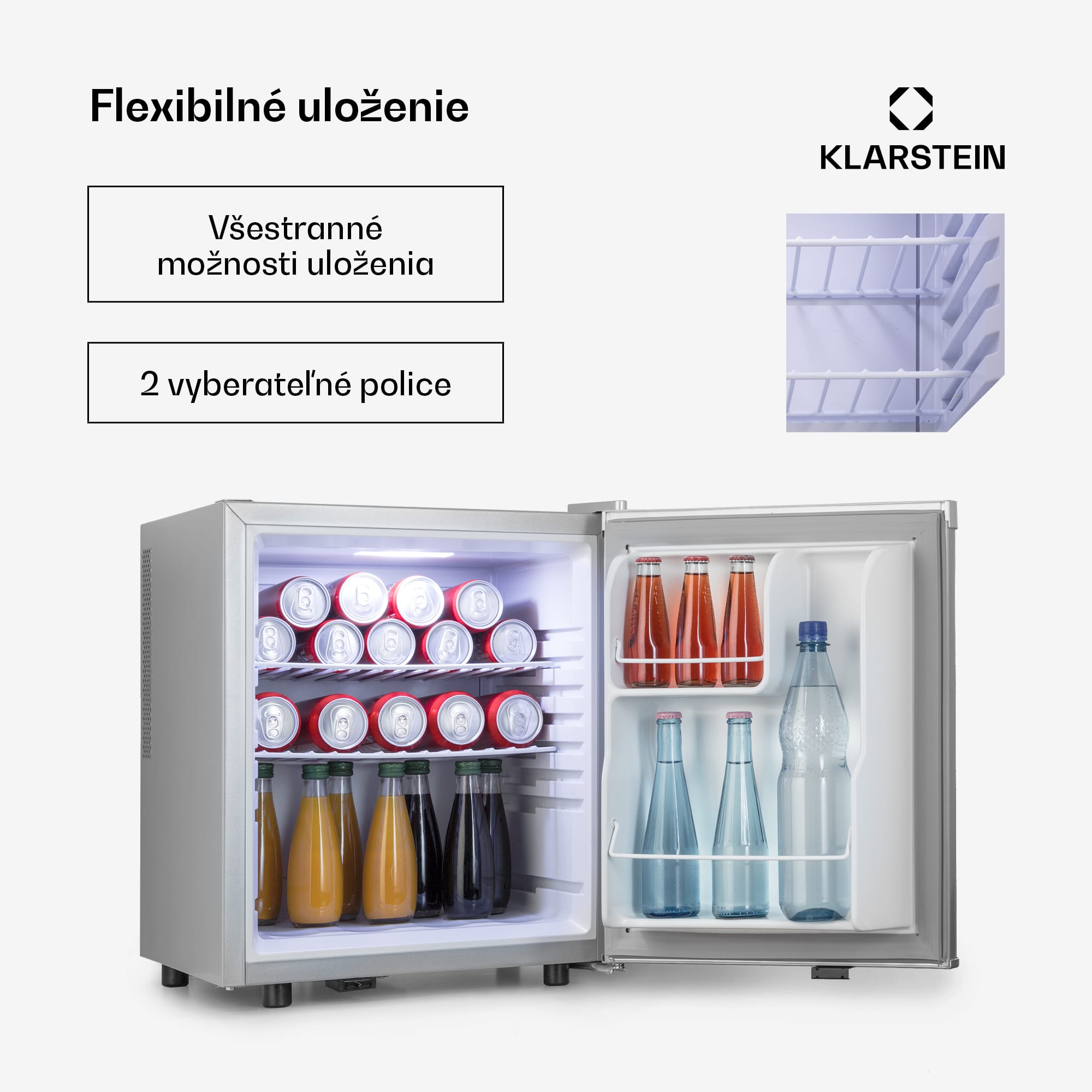 Klarstein Happy Hour 45 mini chladnička minibar nápojová chladnička 45 l 26 dB – Obrázok 4