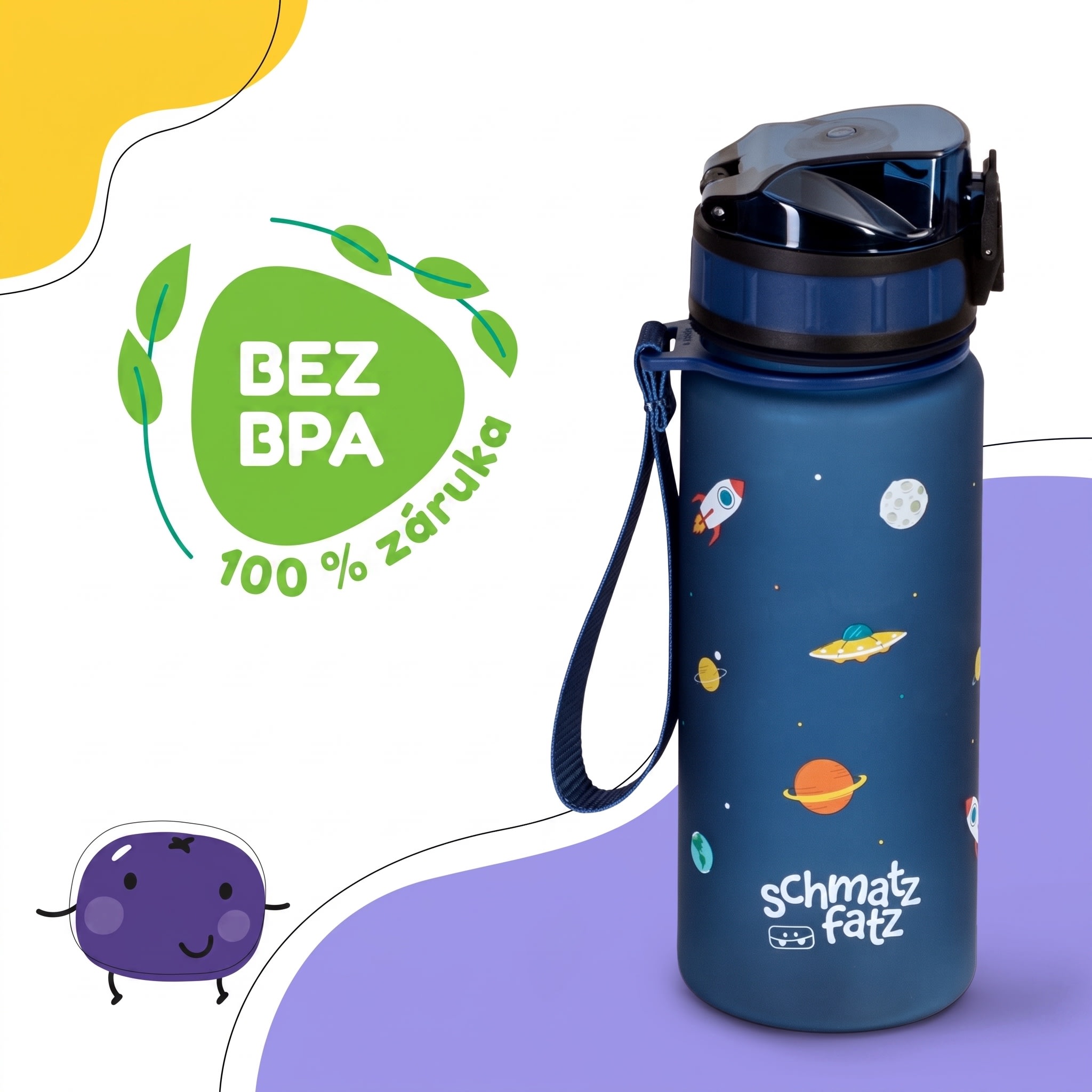 Klarstein Schmatzfatz Wakaba fľaša na pitie | 400 ml | Tritan | Popruh na prenášanie | Bez BPA