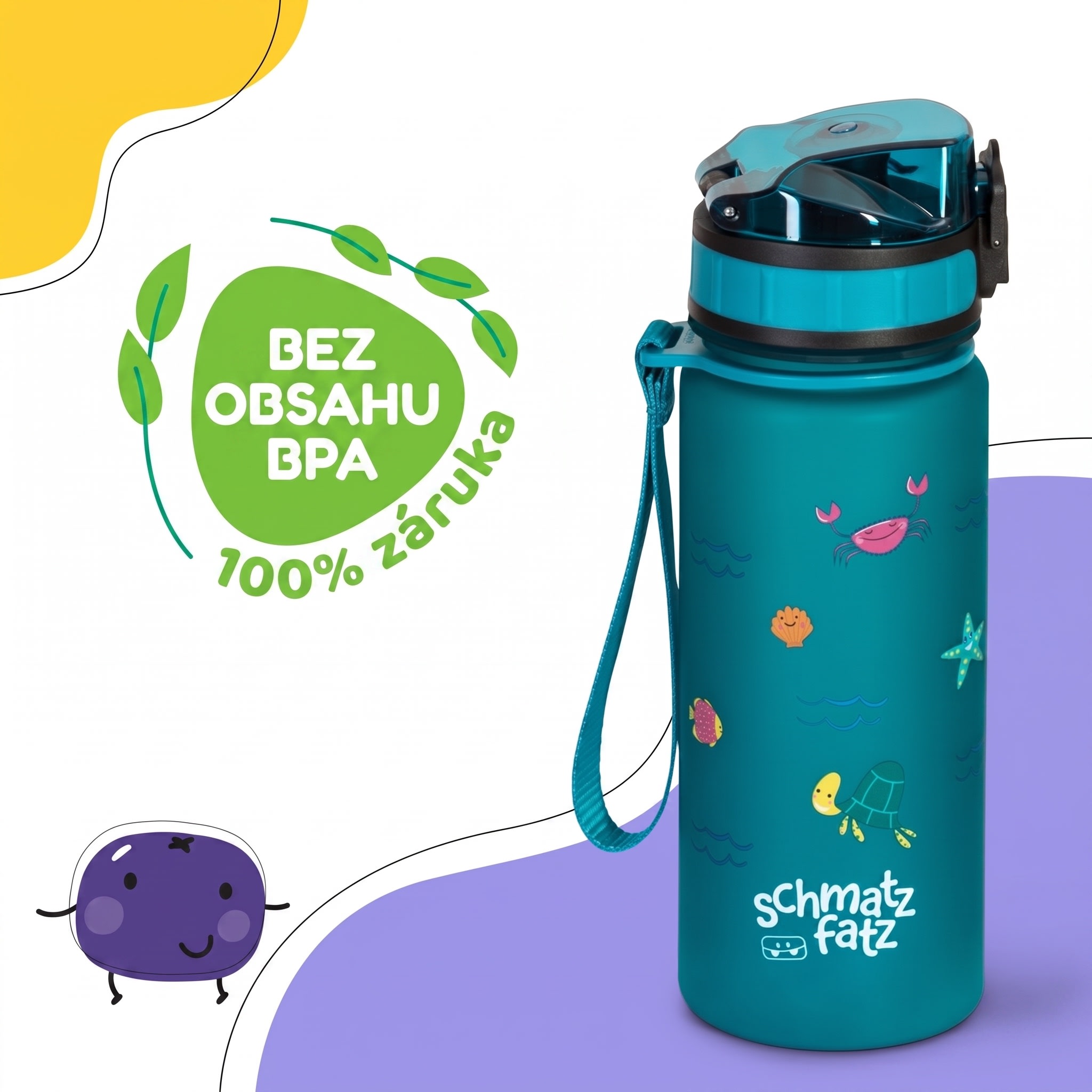 Klarstein Schmatzfatz Wakaba fľaša na pitie | 400 ml | Tritan | Popruh na prenášanie | Bez BPA
