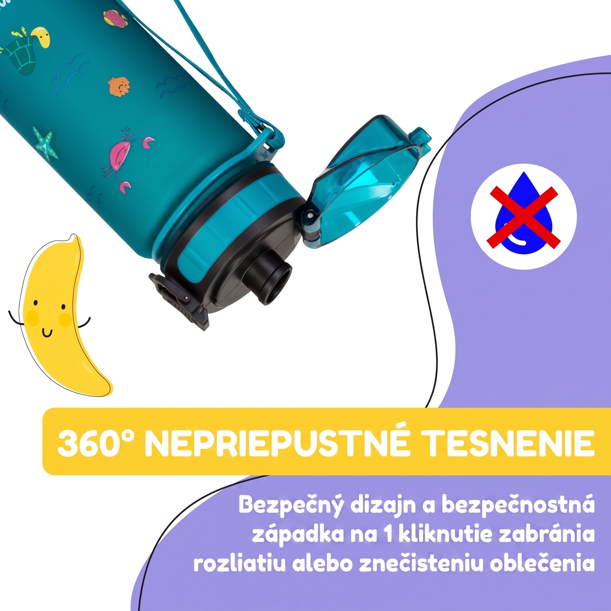 Klarstein Schmatzfatz Wakaba fľaša na pitie | 400 ml | Tritan | Popruh na prenášanie | Bez BPA – Obrázok 2