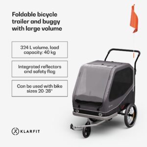 KLARFIT Goldie Buggy, príves na bicykel, 324 l, max. 40 kg, skladací, odolný voči poveternostným vplyvom