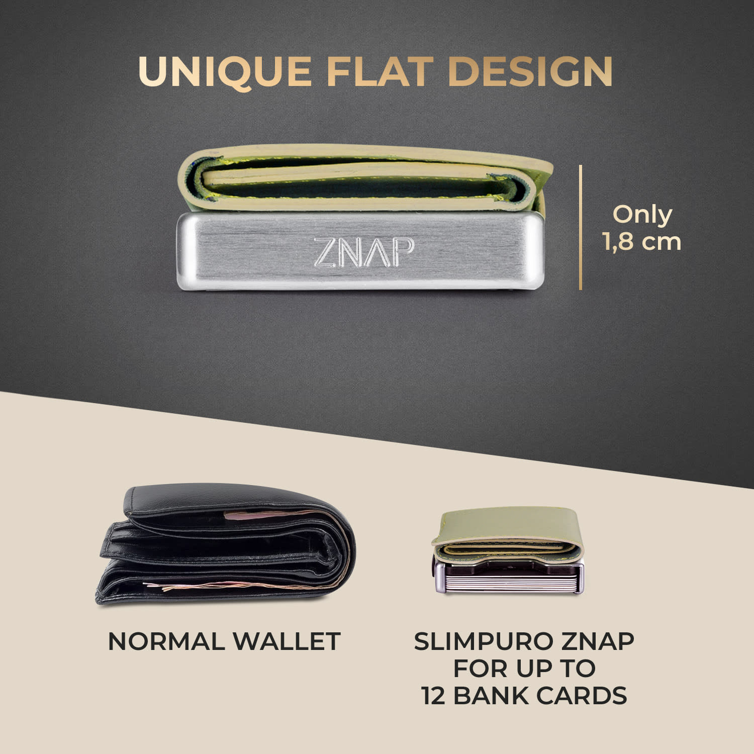 Slimpuro ZNAP Slim Wallet, 12 kariet, priehradka na mince, 8,9 x 1,8 x 6,3 cm (Š x V x H), ochrana RFID – Obrázok 4