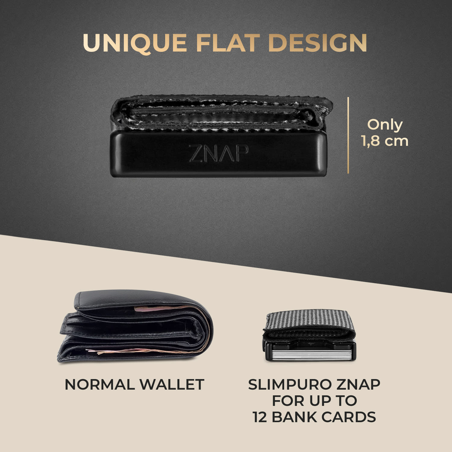 Slimpuro ZNAP Slim Wallet, 12 kariet, priehradka na mince, 8 x 1,8 x 6 cm (Š x V x H), ochrana RFID – Obrázok 4