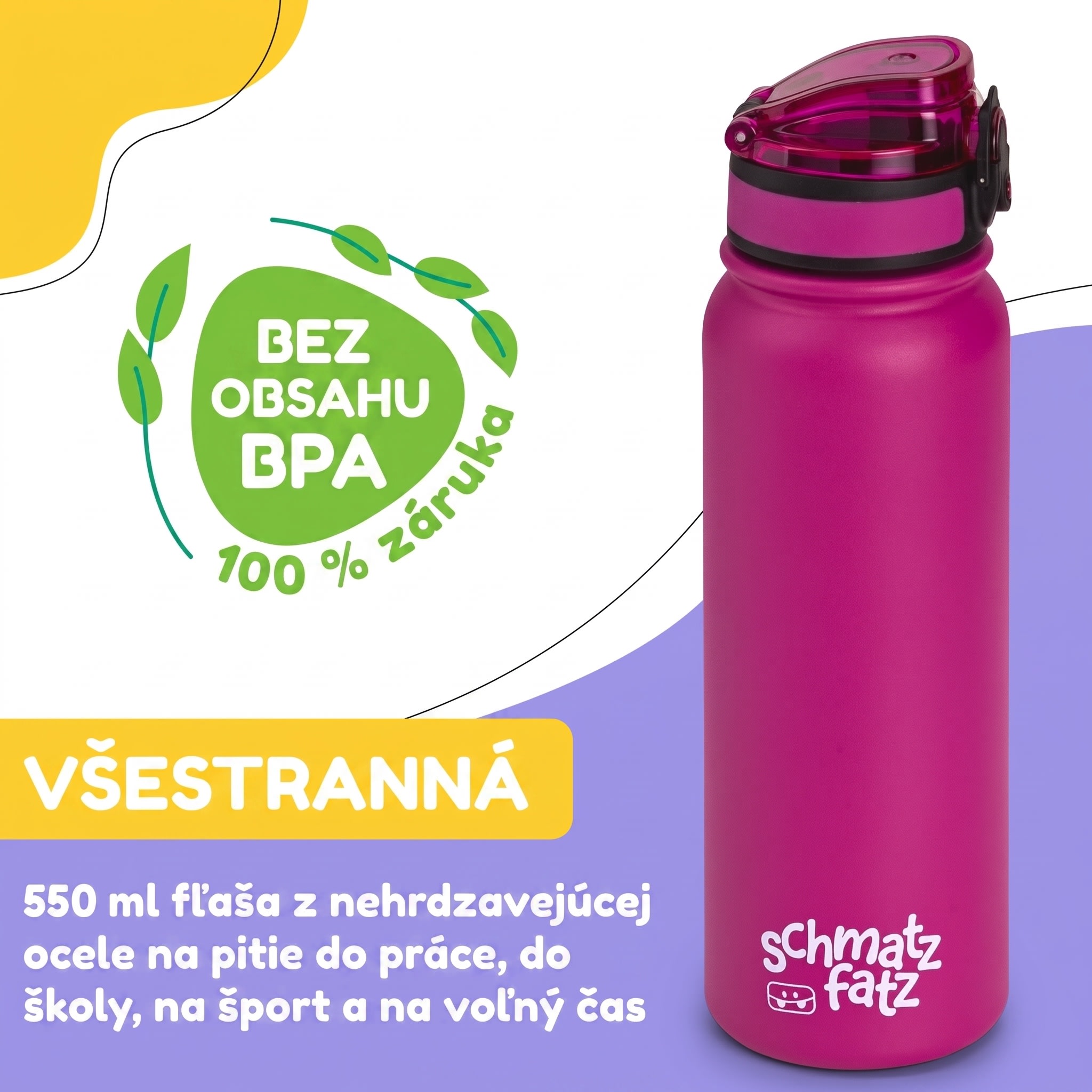 Klarstein schmatzfatz detská izolovaná fľaša na pitie 550 ml nerezová oceľ | ABS | BPA-free