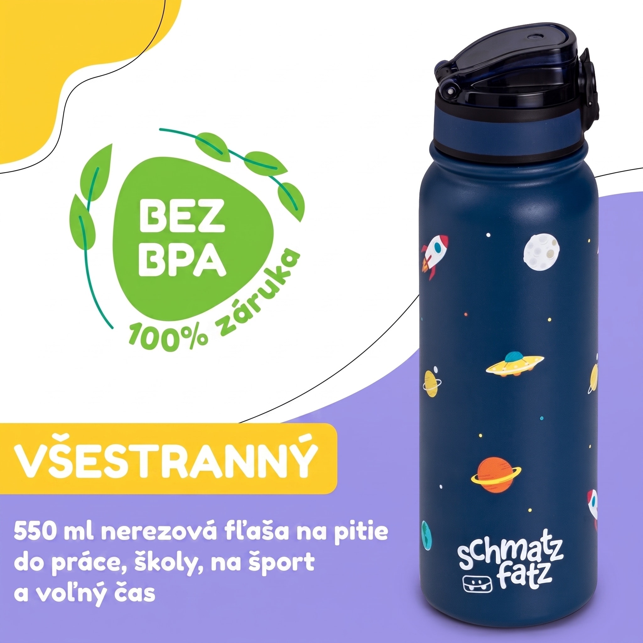 Klarstein schmatzfatz detská izolovaná fľaša na pitie 550 ml nerezová oceľ | ABS | BPA-free