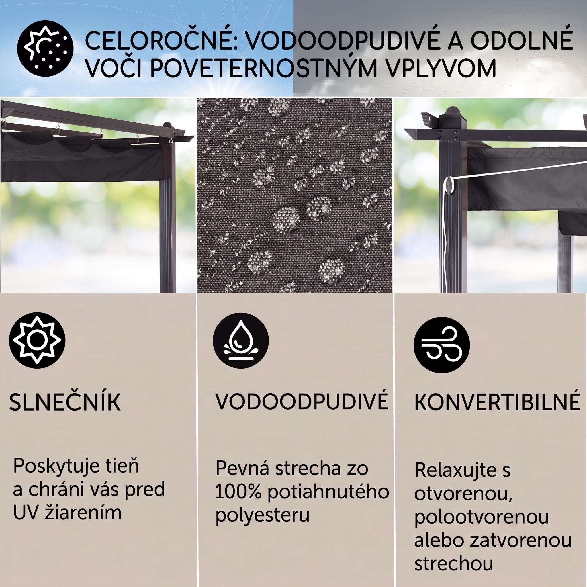 blumfeldt Pantheon pergola | 3 x 6 m | odolná voči poveternostným vplyvom | UV ochrana | celoročné použitie