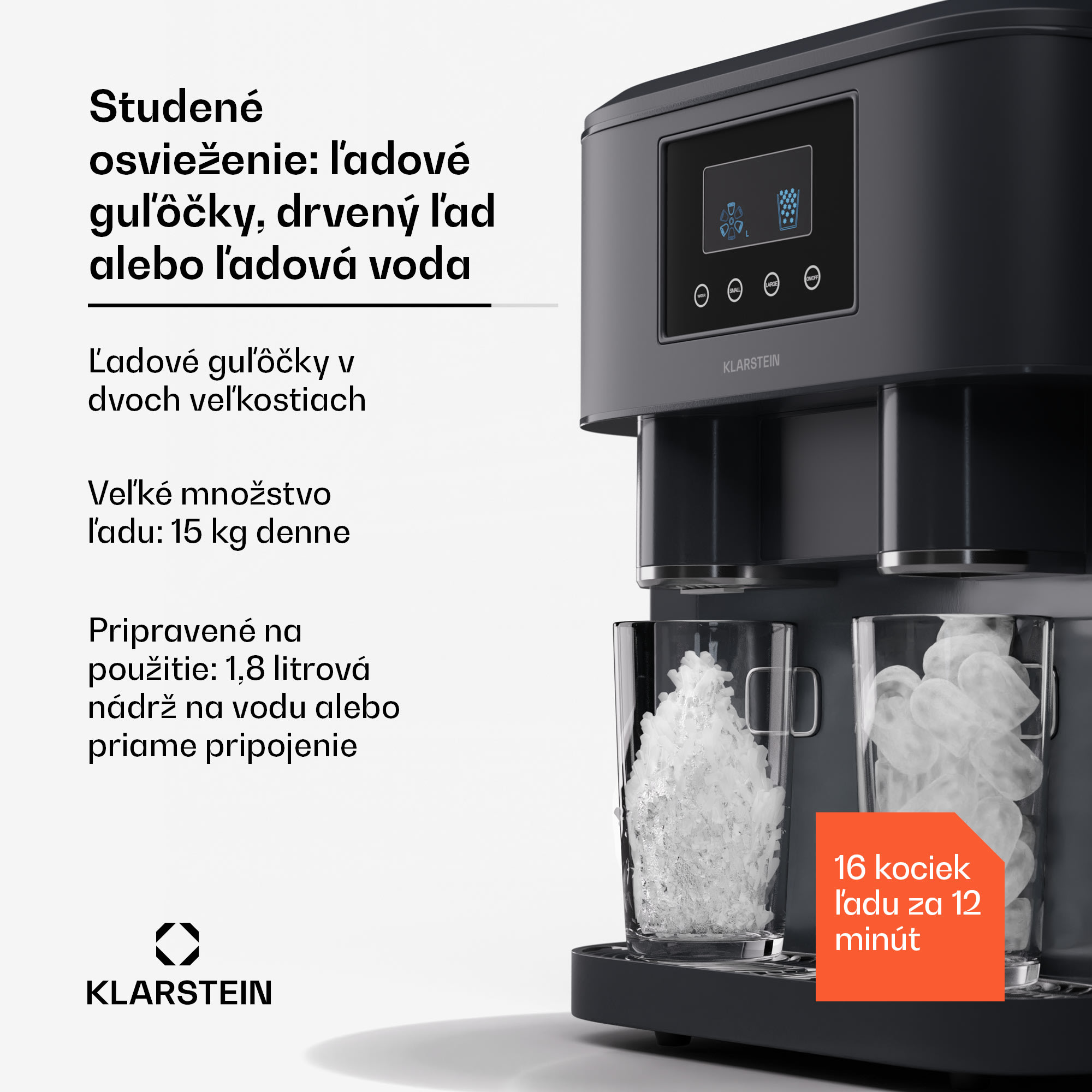Klarstein IceAge Crush, výrobník ľadu, 2 veľkosti, drvený ľad – Obrázok 2