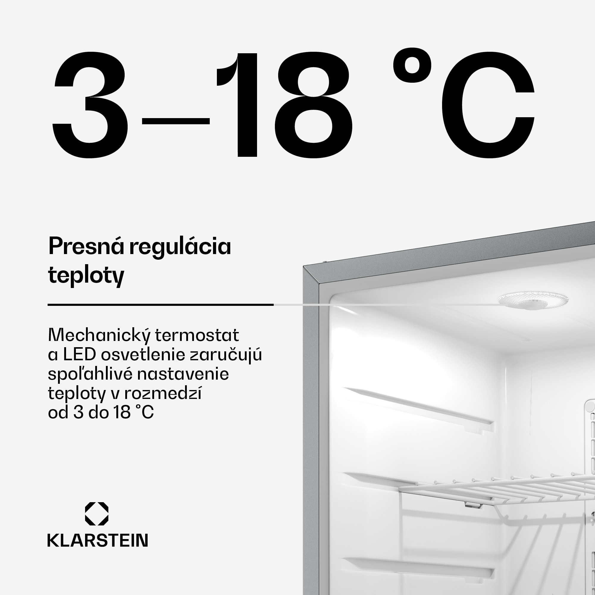 Klarstein Matterhorn 68, mini chladnička, 68 litrov, 35 dB, kompaktná, uzamykateľná – Obrázok 3