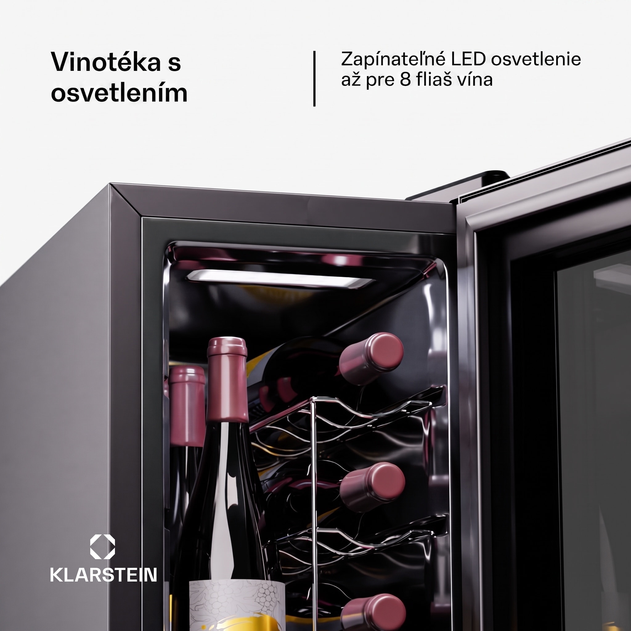 Klarstein Shiraz 8 Uno, vertikálna chladnička na víno, 8 fliaš, 8 - 18 °C, dotykové ovládanie – Obrázok 2