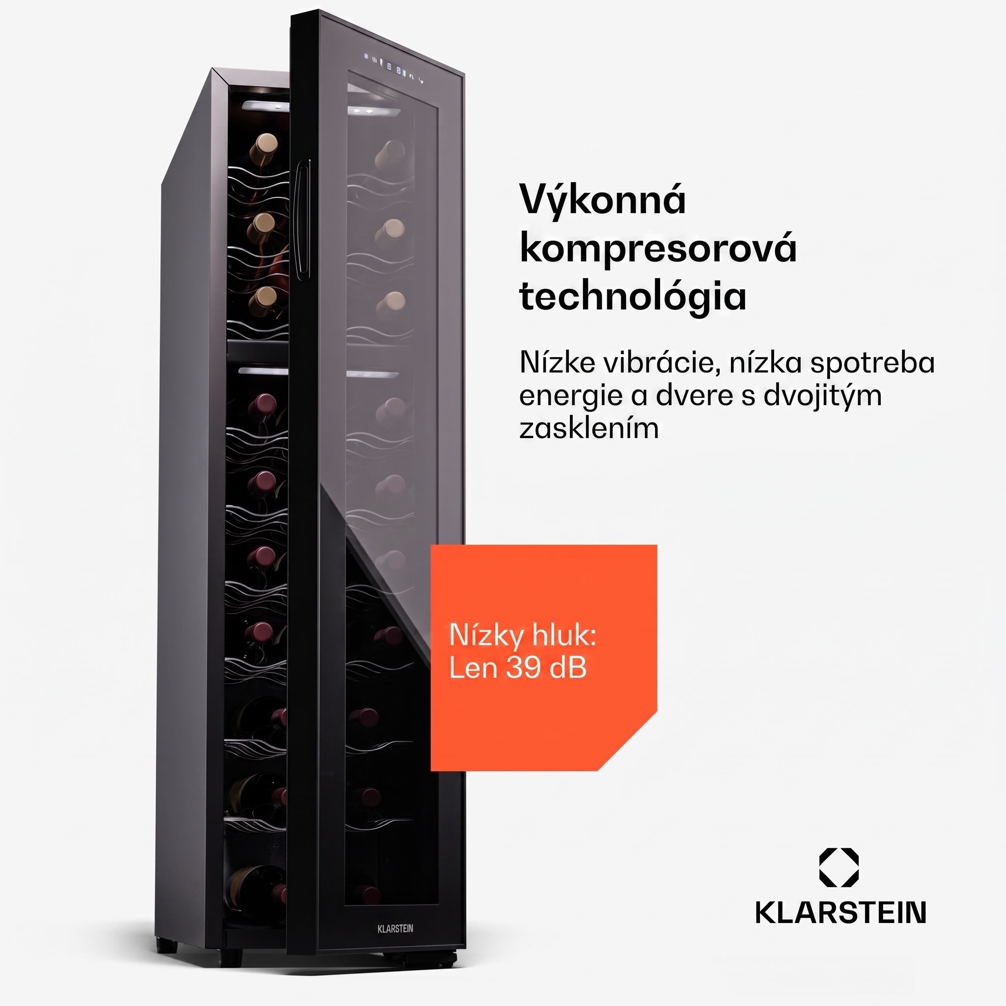 Klarstein Shiraz 27 Duo, chladnička na víno, 2 zóny, 83 l/27 fliaš, 5-18 / 5-18 °C, dotykové ovládanie – Obrázok 4