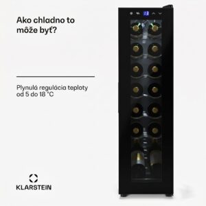 Klarstein Shiraz 14 Slim Uno vinotéka 14 fliaš 5 - 18 °C dotykové ovládanie