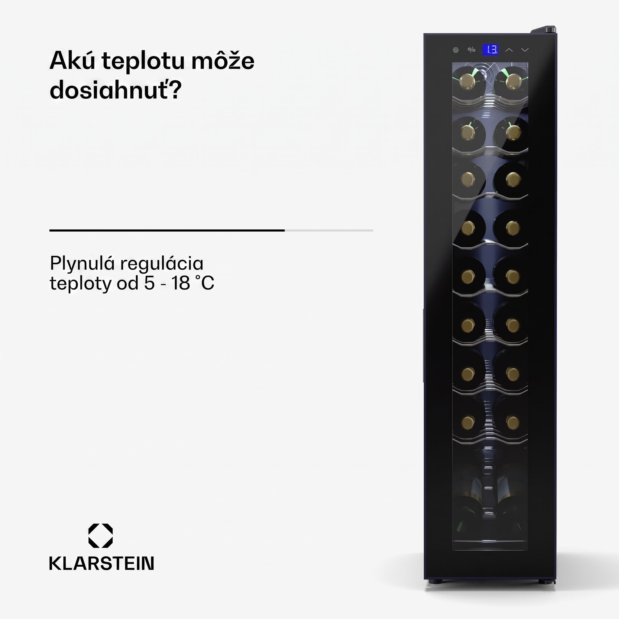 Klarstein Shiraz 18 Slim Uno, chladnička na víno, 18 fliaš, 5 - 18 °C, dotykové ovládanie