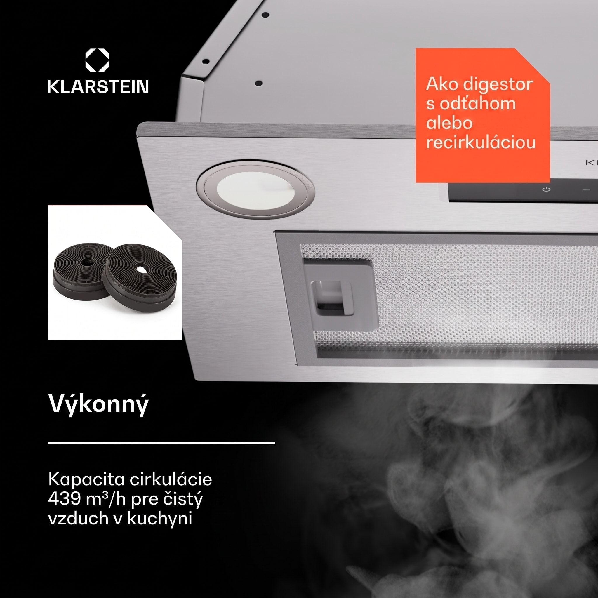 Klarstein Paolo 52, podskrinkový digestor 52 cm 439 m³/h LED Touch A++ – Obrázok 2