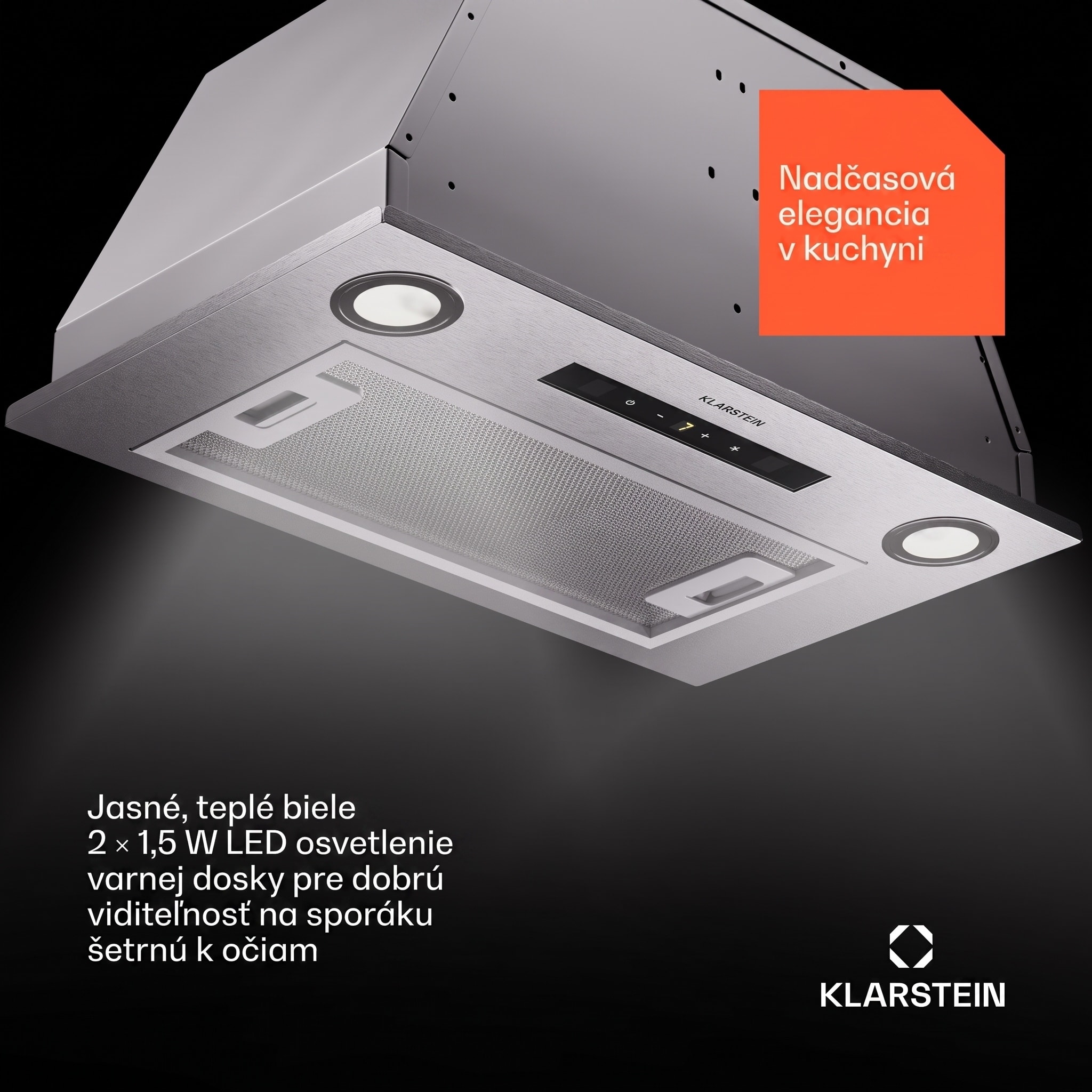 Klarstein Paolo 52, podskrinkový digestor 52 cm 439 m³/h LED Touch A++ – Obrázok 3