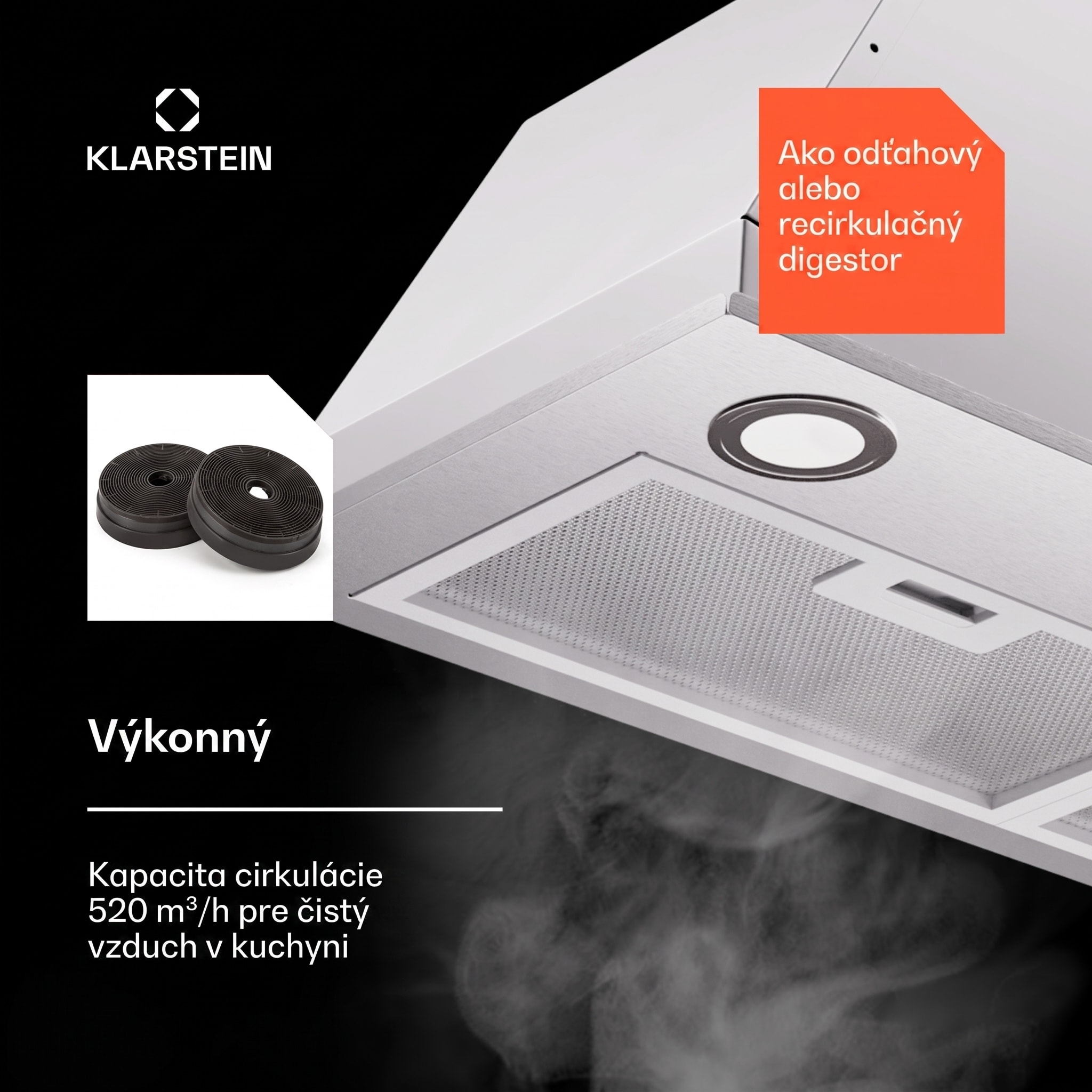 Klarstein Paolo 72 vstavaný Digestor 72 cm 520 m³/h LED Touch A++ – Obrázok 2