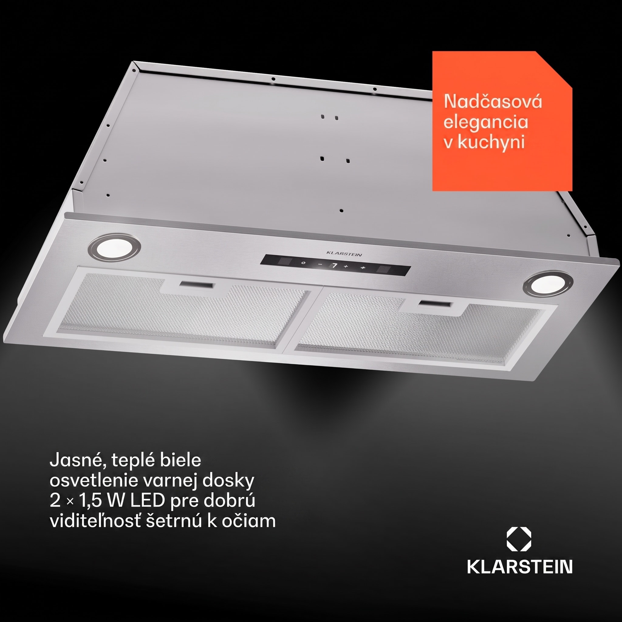 Klarstein Paolo 72 vstavaný Digestor 72 cm 520 m³/h LED Touch A++ – Obrázok 3