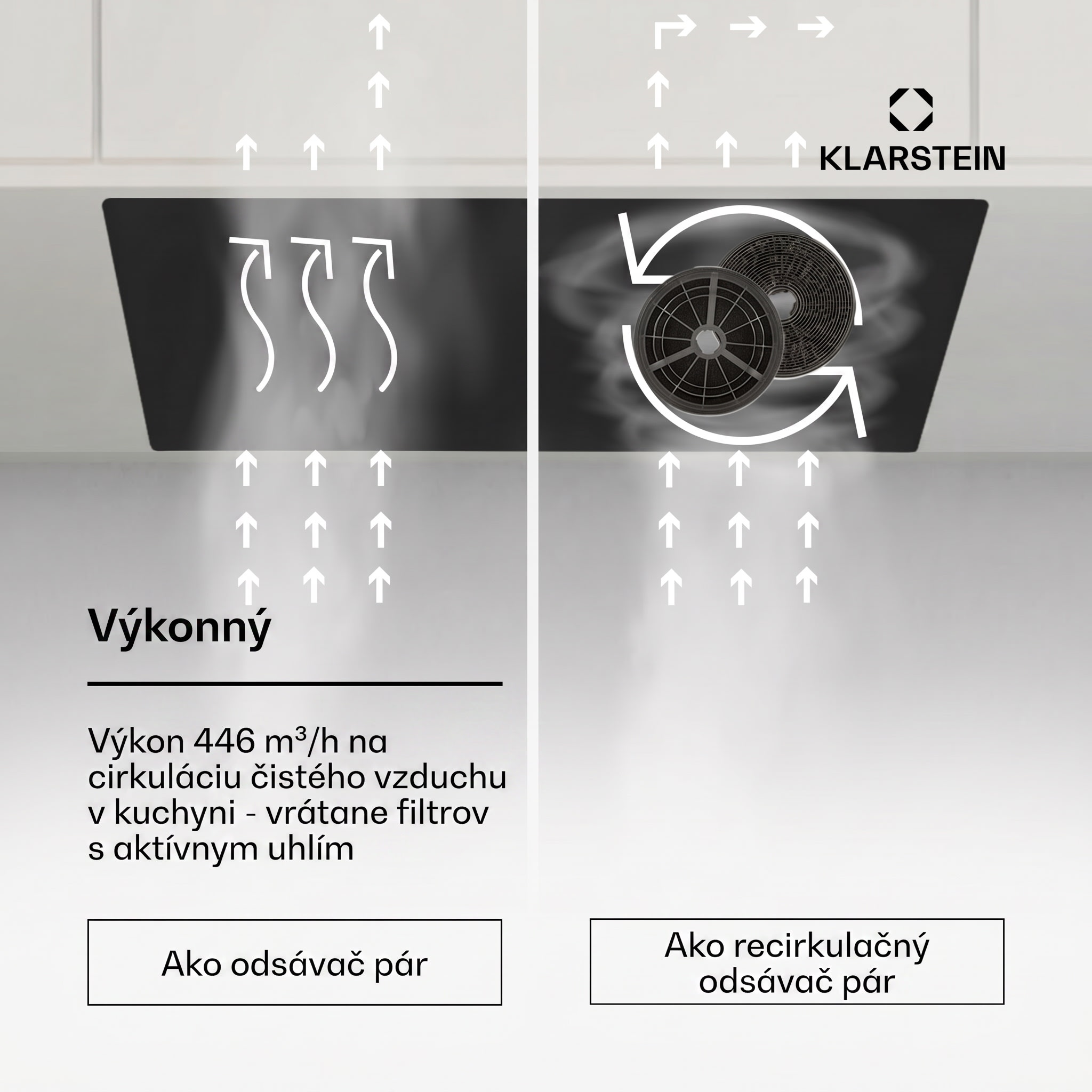 Klarstein Hektor Eco, digestor, 52 cm, 466 m³/h, dotykové ovládanie, sklo – Obrázok 2