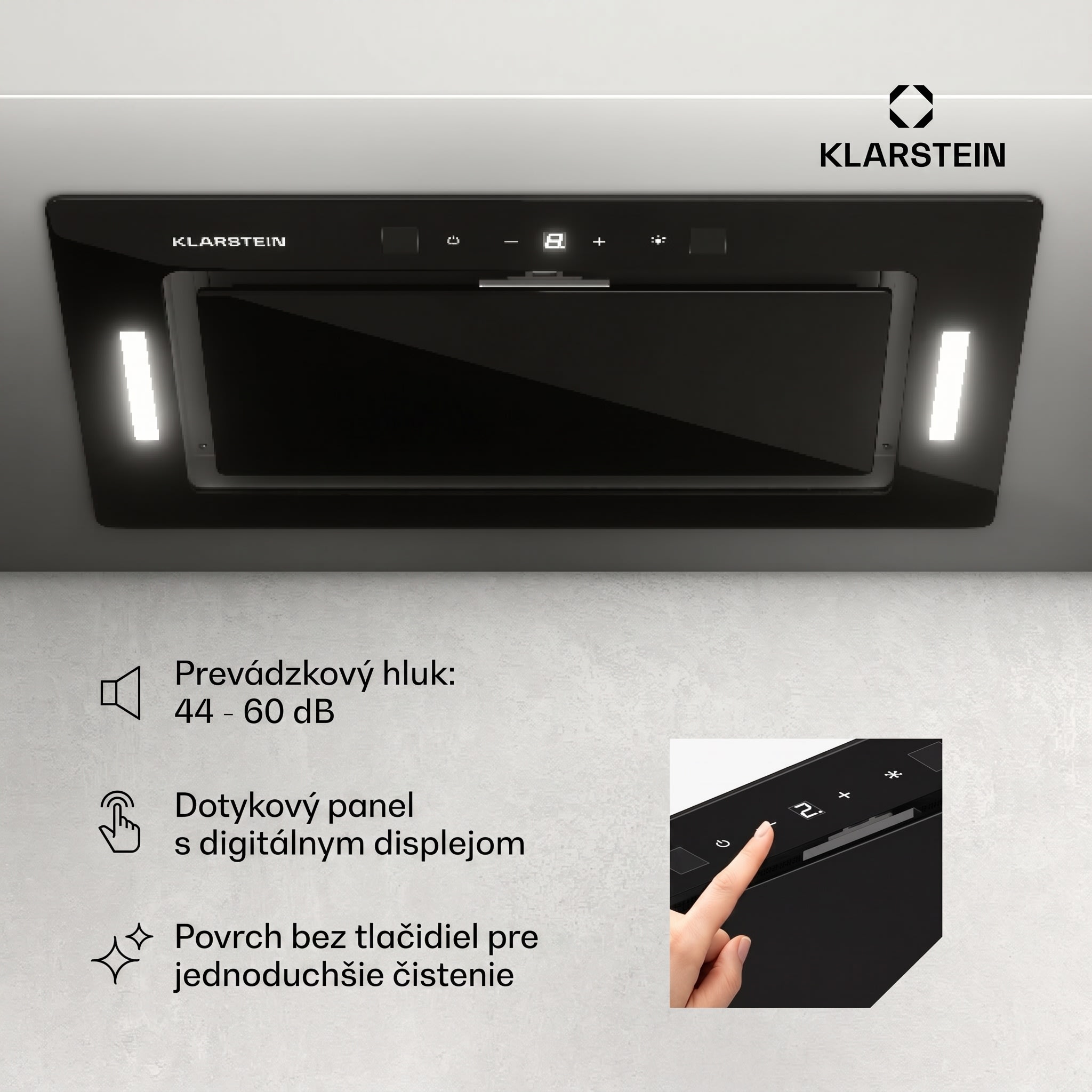 Klarstein Hektor Eco, digestor, 52 cm, 466 m³/h, dotykové ovládanie, sklo – Obrázok 4