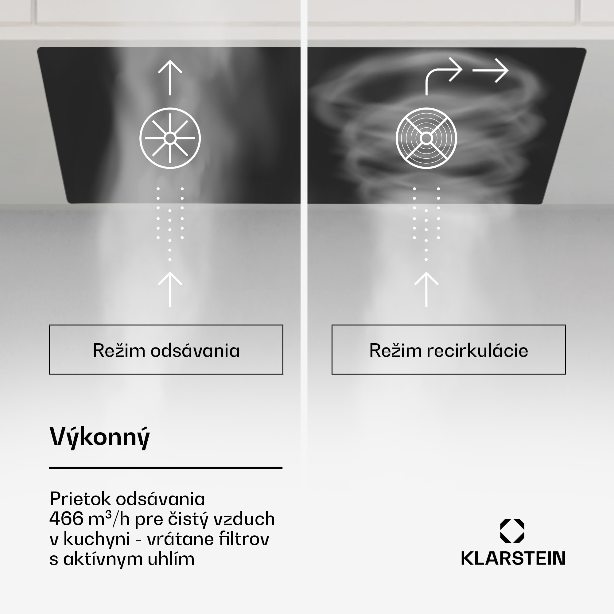 Klarstein Hektor Eco, digestor, 72 cm, 466 m³/h, dotykové ovládanie, sklo – Obrázok 2