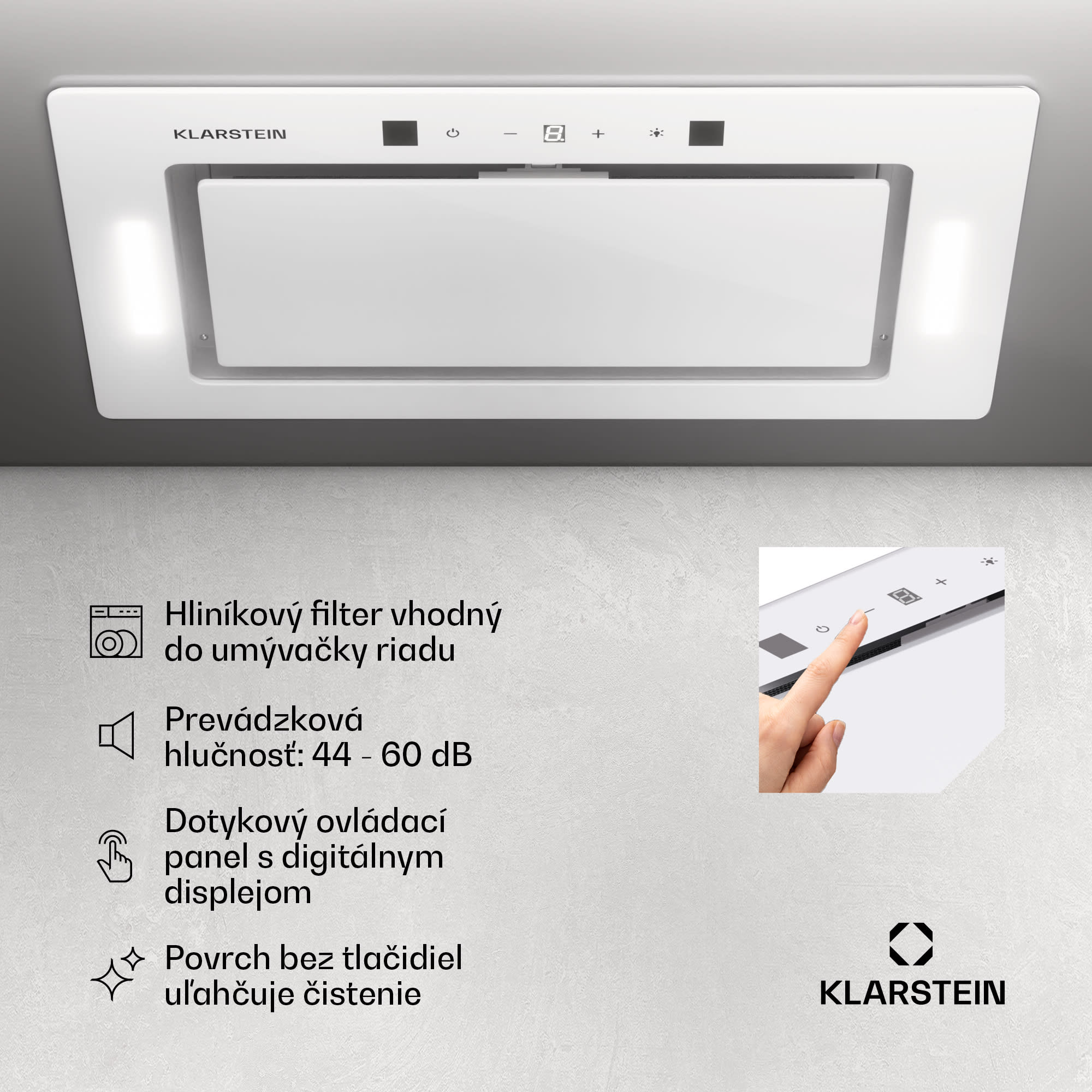 Klarstein Hektor Eco, digestor, 72 cm, 466 m³/h, dotykové ovládanie, sklo – Obrázok 4