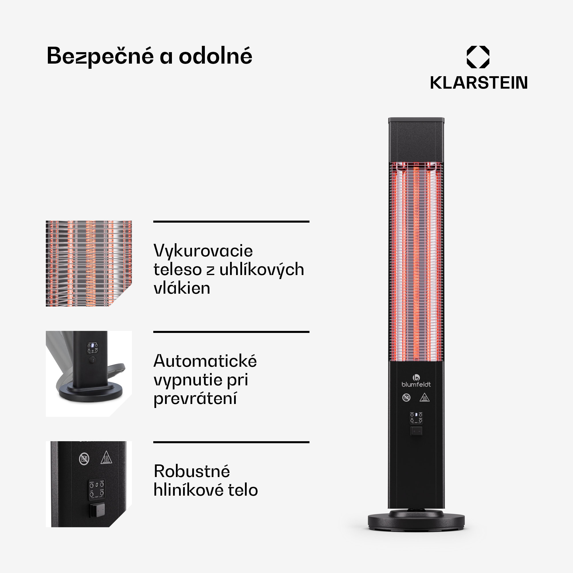 Blumfeldt Heat Guru Plus 3000, vonkajší i vnútorný sálavý ohrievač, 3000W, 3 úrovne ohrevu, diaľkové ovládanie – Obrázok 4