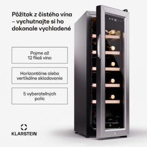 Klarstein Shiraz Premium Smart, Chladnička na víno, 12 Slim na 12 fliaš