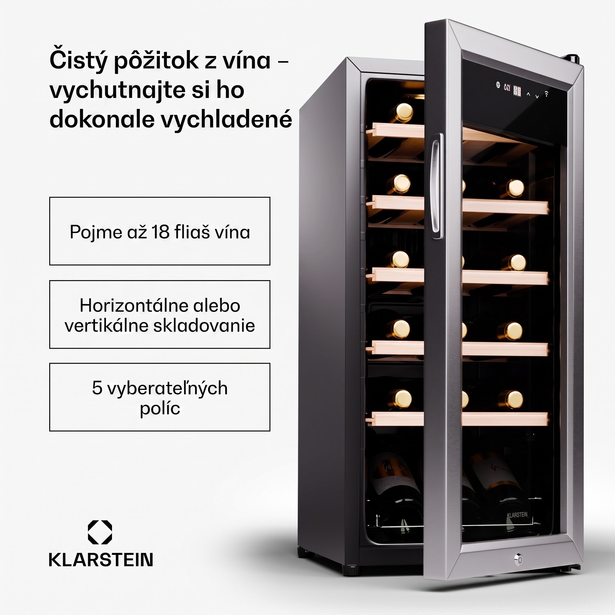 Klarstein Shiraz Premium Smart 18, Chladnička na víno na 18 fliaš