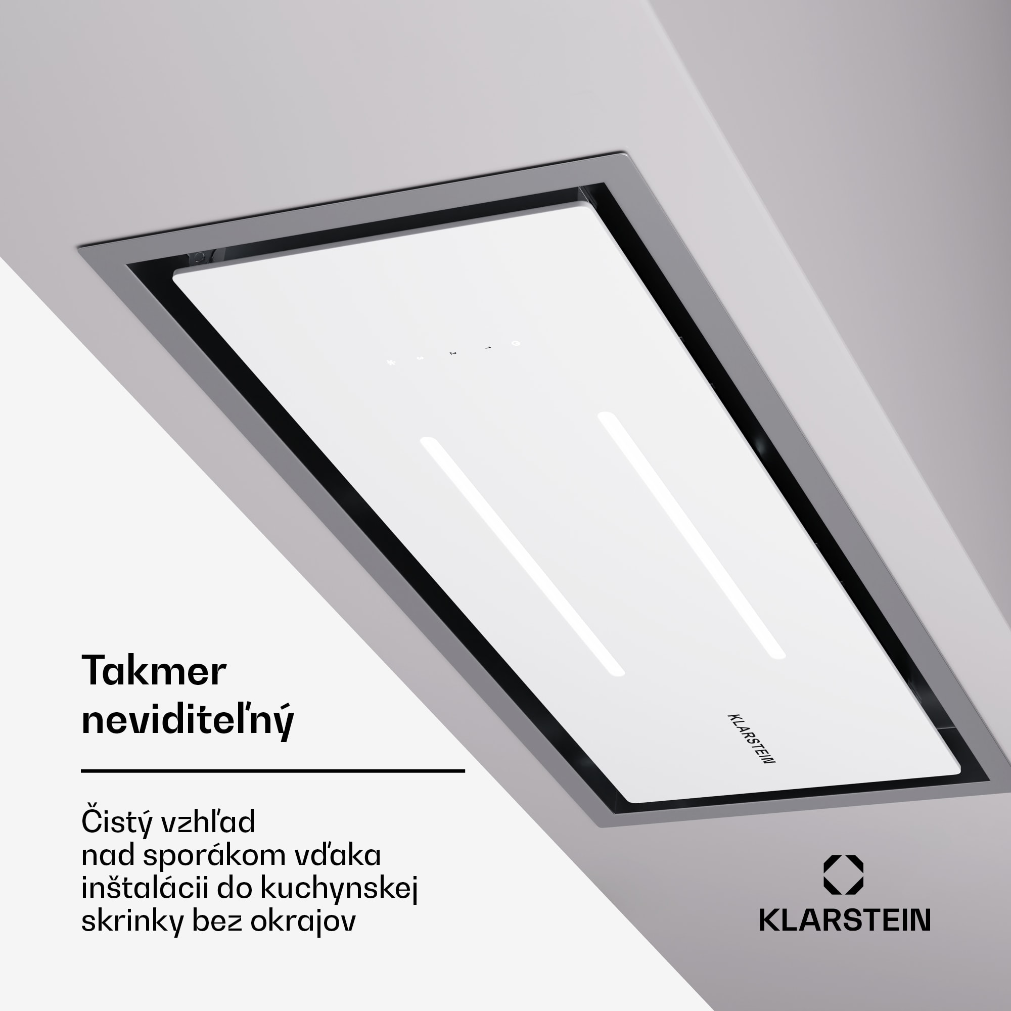 Klarstein High Line Eco 77 stropný odsávač 77 cm 436 m³/h, stupňový, diaľkové ovládanie, ambientné osvetlenie – Obrázok 4