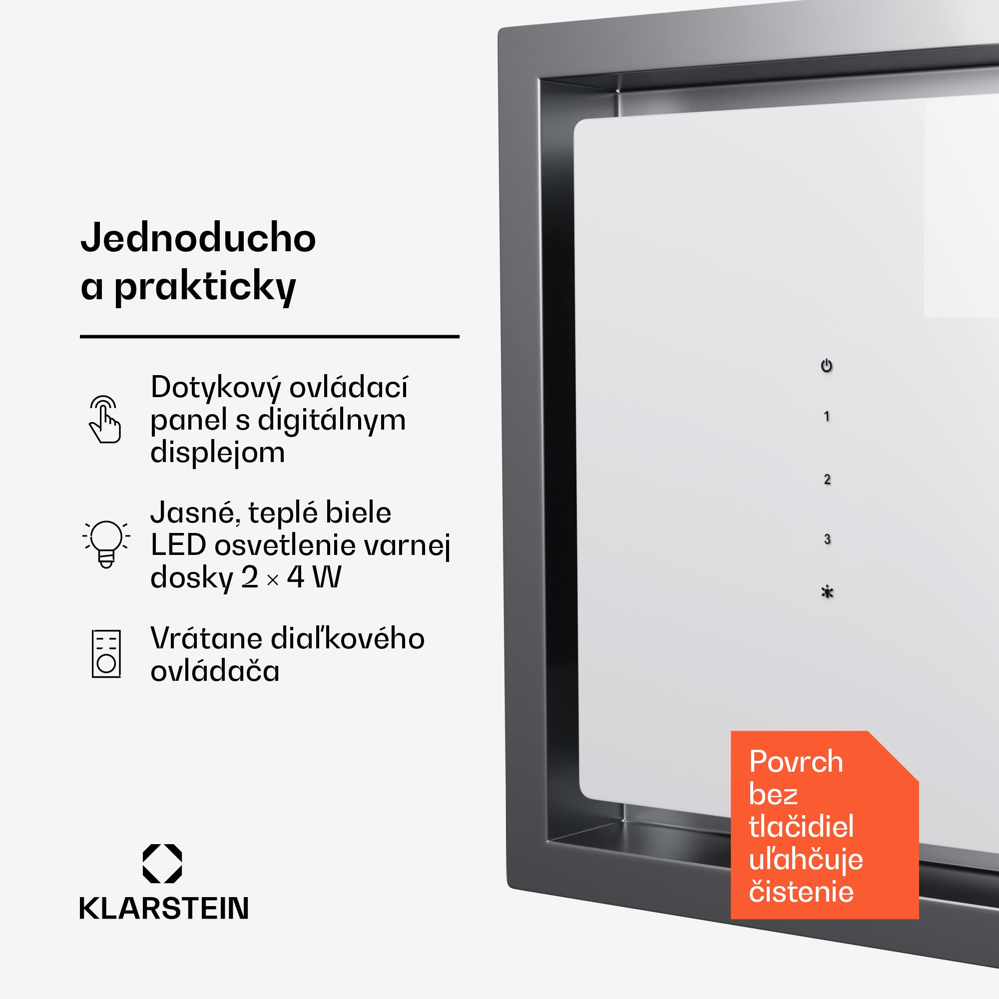 Klarstein High Line Eco 90 stropný odsávač 90 cm 436 m³/h, stupňový, diaľkové ovládanie, ambientné osvetlenie – Obrázok 3