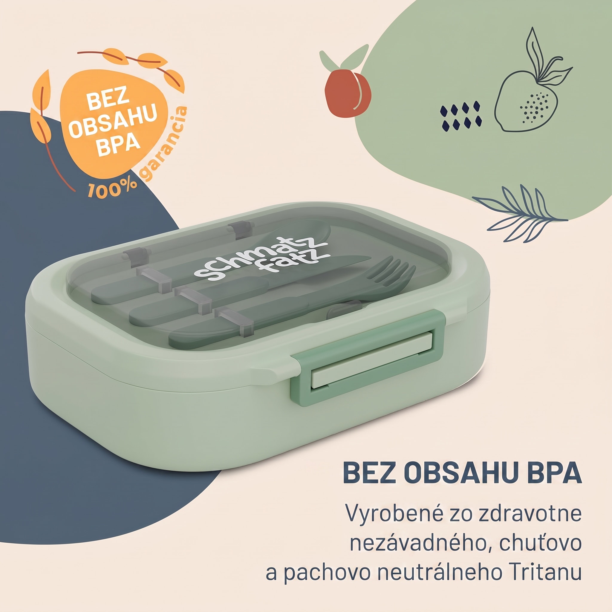 Klarstein Bunko, desiatový box, 3 priehradky, 3-dielny príbor Rozmery: cca 21 x 14,5 x 5,5 cm (Š x V x H) – Obrázok 2