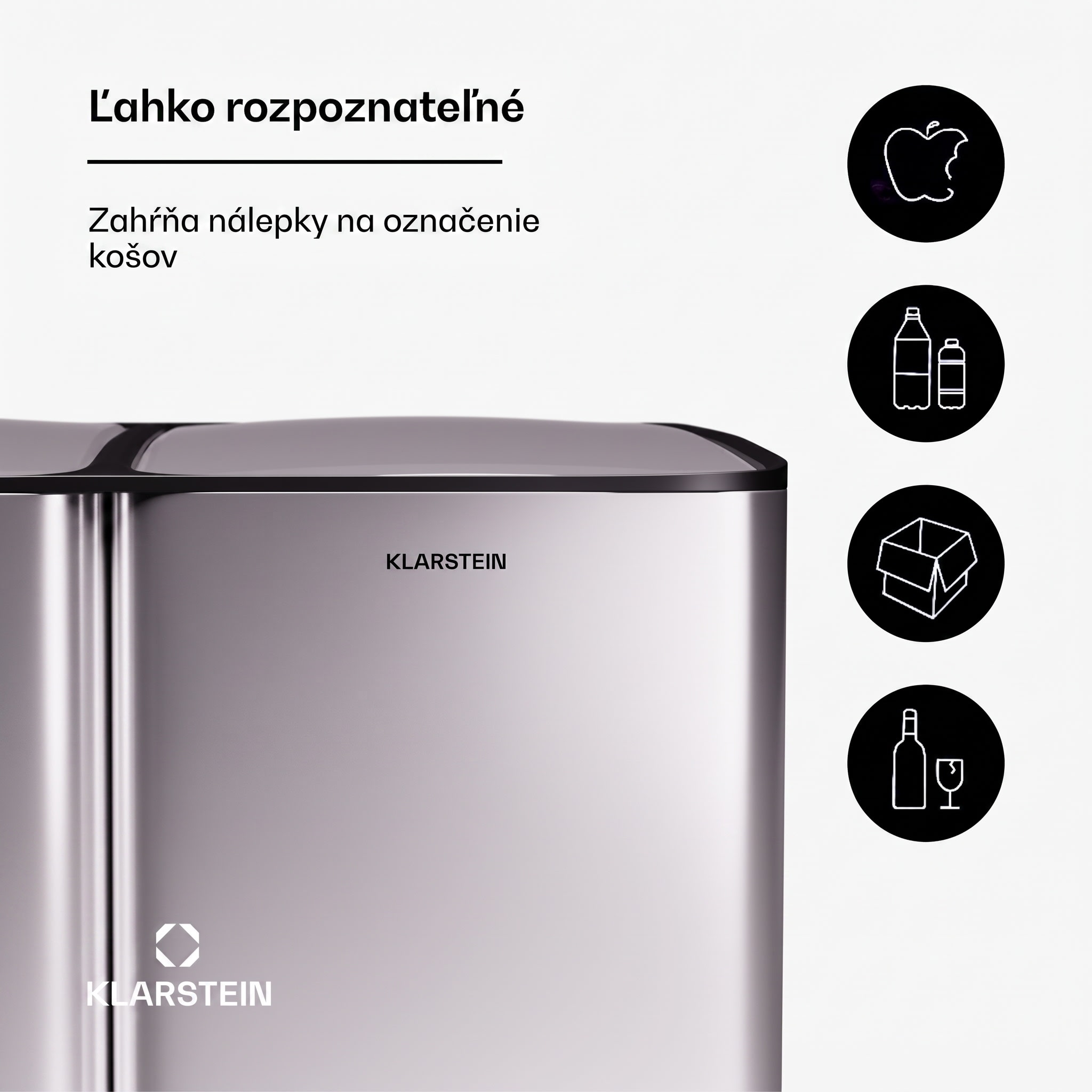 Klarstein Tiyo 3v1 odpadkový kôš 60 l s vyberateľným vedrom a tichým zatváraním – Obrázok 2
