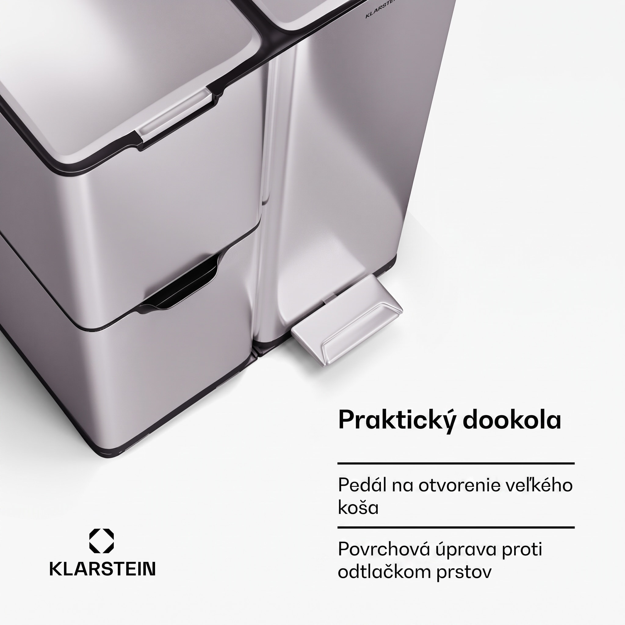 Klarstein Tiyo 3v1 odpadkový kôš 60 l s vyberateľným vedrom a tichým zatváraním – Obrázok 3