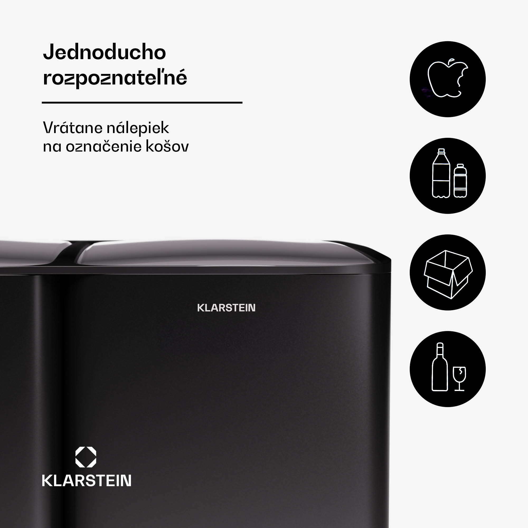 Klarstein Tiyo 3v1 odpadkový kôš 60 l s vyberateľným vedrom a tichým zatváraním – Obrázok 2
