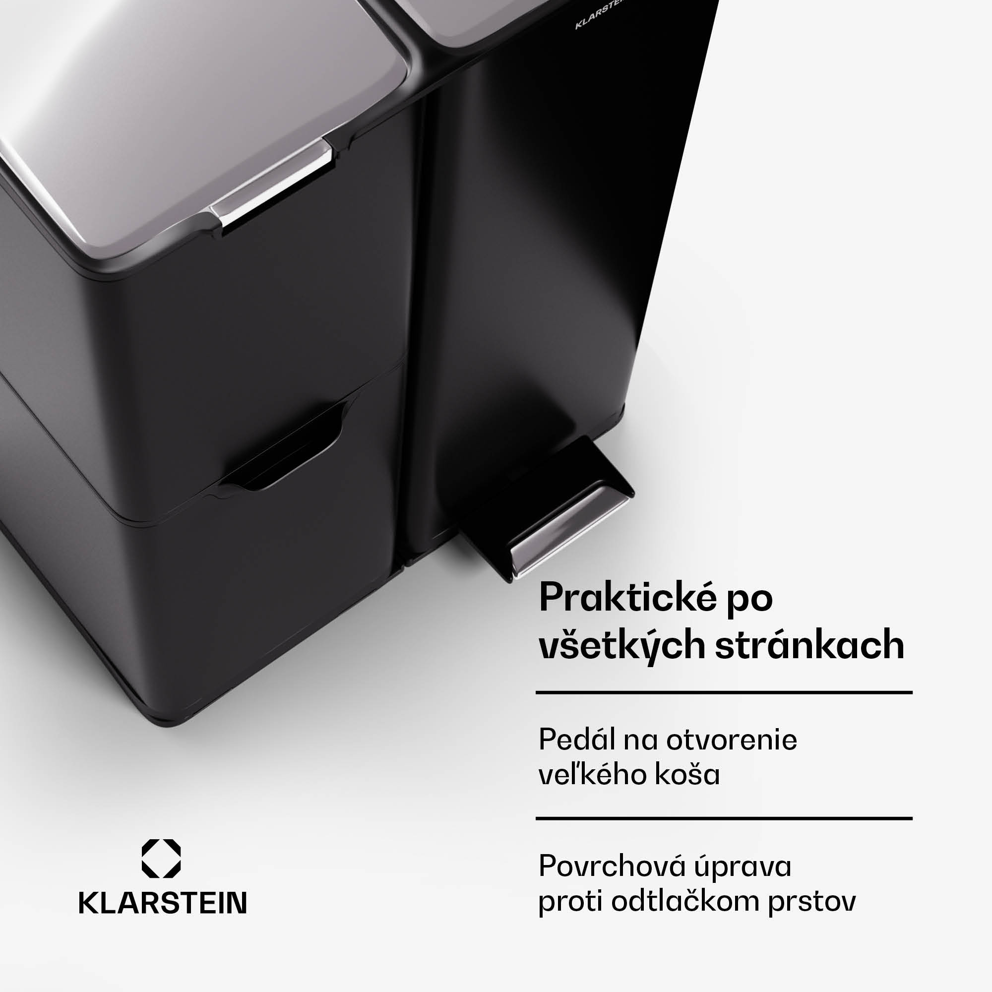 Klarstein Tiyo 3v1 odpadkový kôš 60 l s vyberateľným vedrom a tichým zatváraním – Obrázok 3