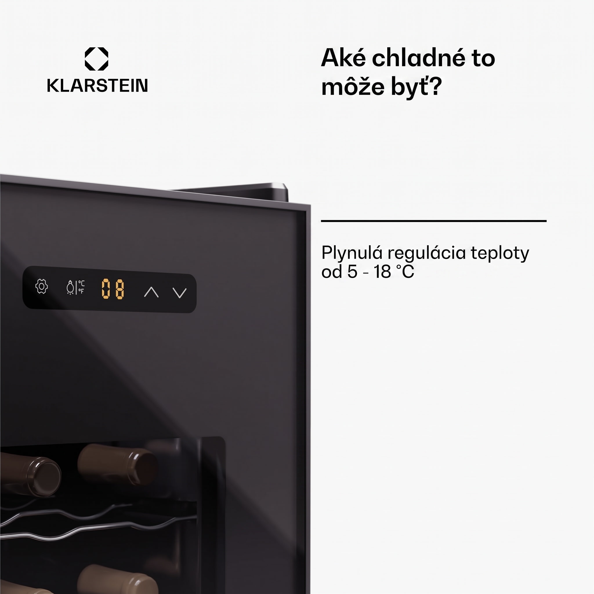 Klarstein Silent Vino 12 Uno, chladnička na víno, 31 l / 12 fliaš, 5-18 °C, dotykové – Obrázok 2