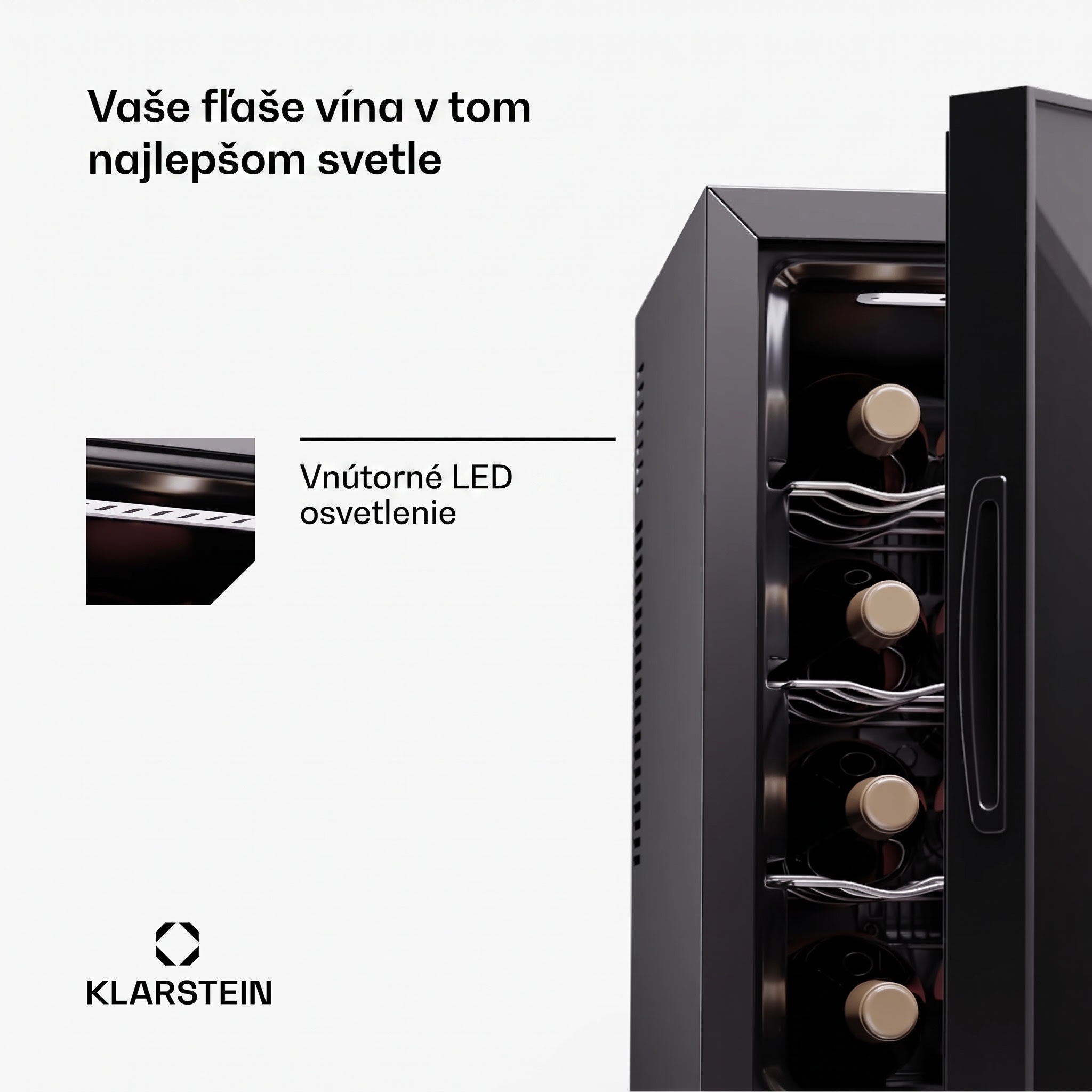 Klarstein Silent Vino 12 Uno, chladnička na víno, 31 l / 12 fliaš, 5-18 °C, dotykové – Obrázok 4