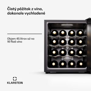 Klarstein Silent Vino 16 Uno, Chladnička na víno, 1 zóna / 16 fliaš