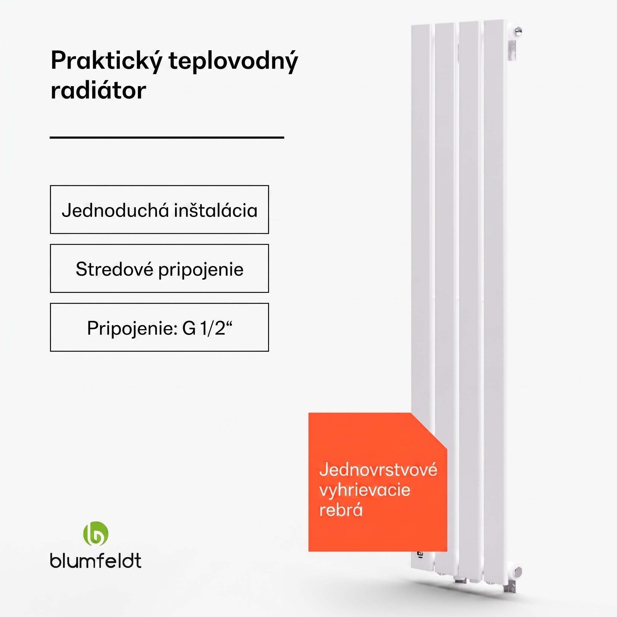 Blumfeldt Ontario, radiátor, 30 x 120, pripojenie 1/2", inštalácia na stenu, 733 W – Obrázok 2