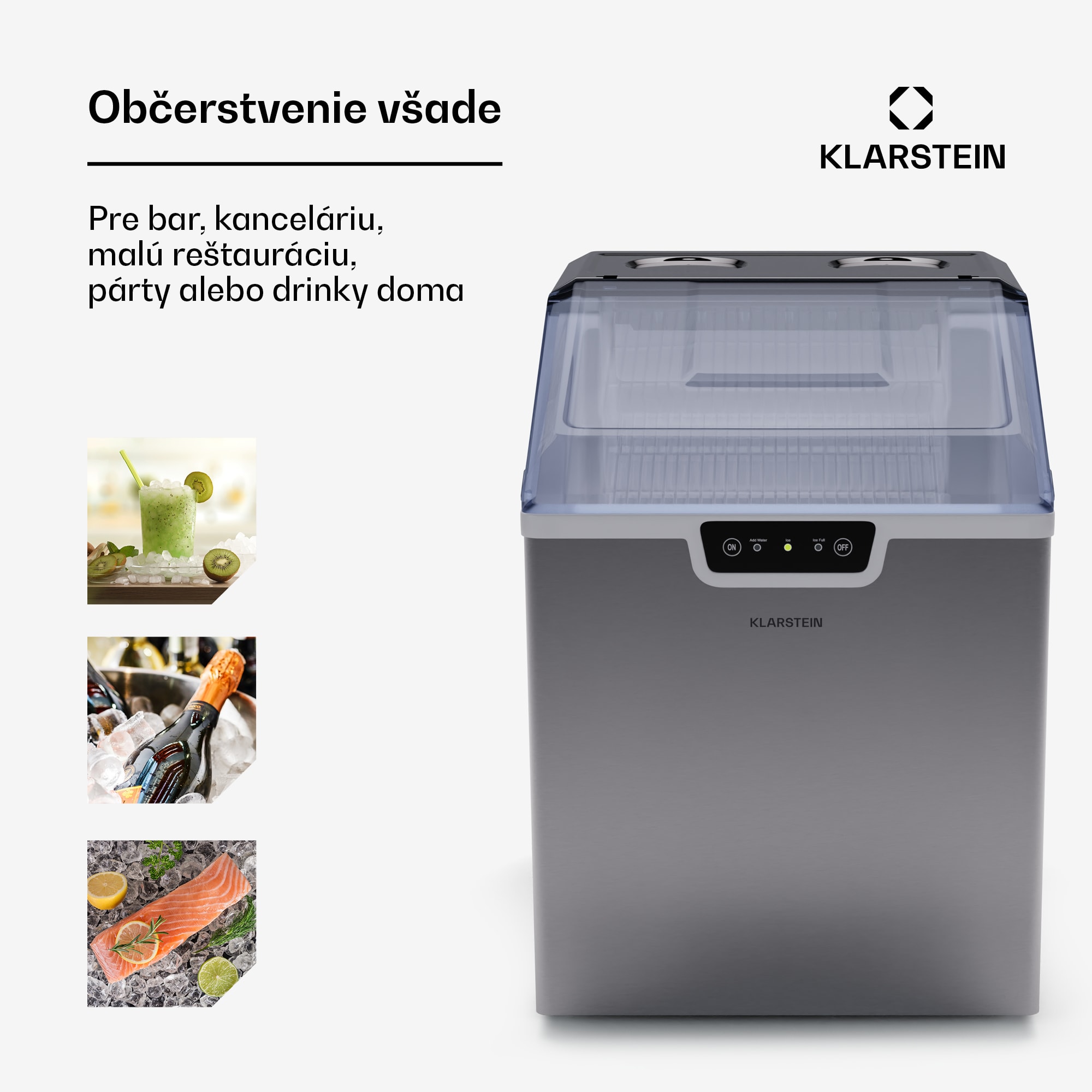 Klarstein Icefestival, výrobník ľadu, 12 kg/24 h, guľôčky, nehrdzavejúca oceľ – Obrázok 2