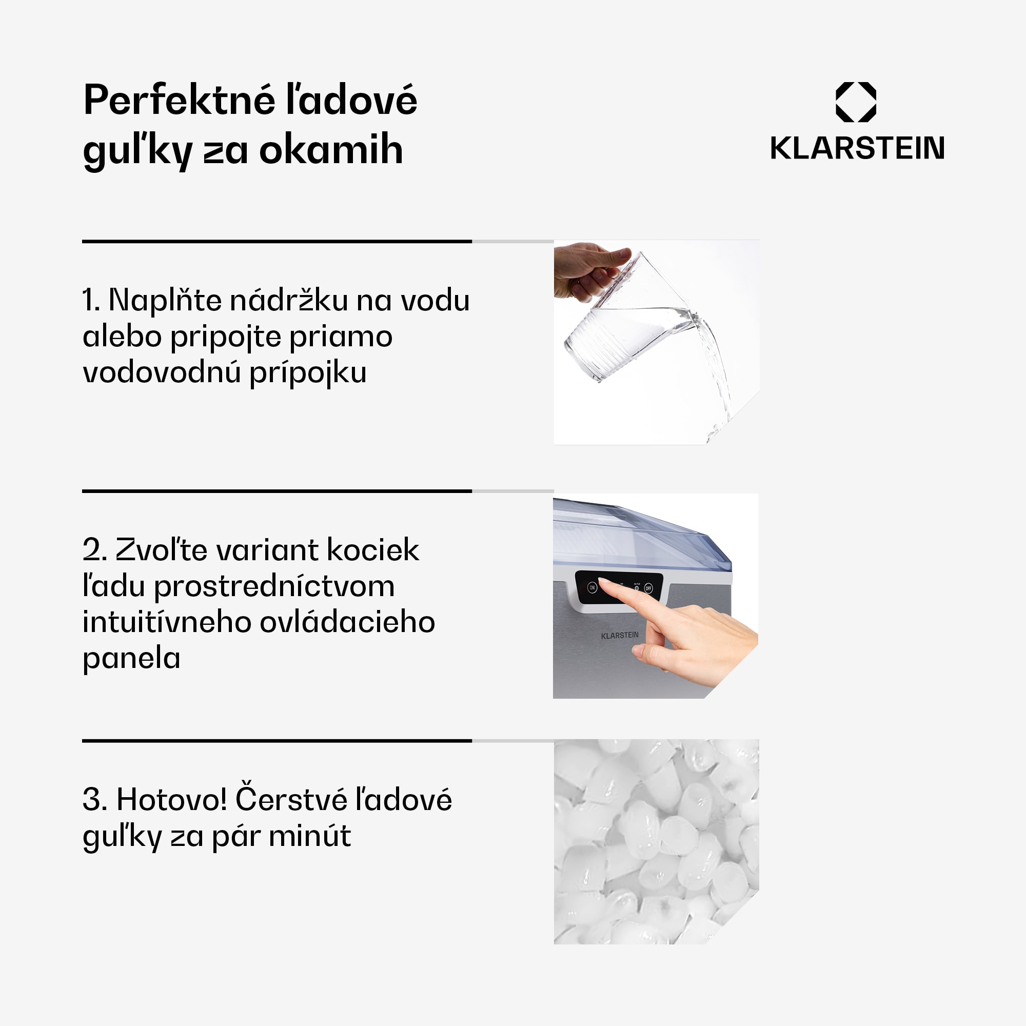 Klarstein Icefestival, výrobník ľadu, 12 kg/24 h, guľôčky, nehrdzavejúca oceľ – Obrázok 3